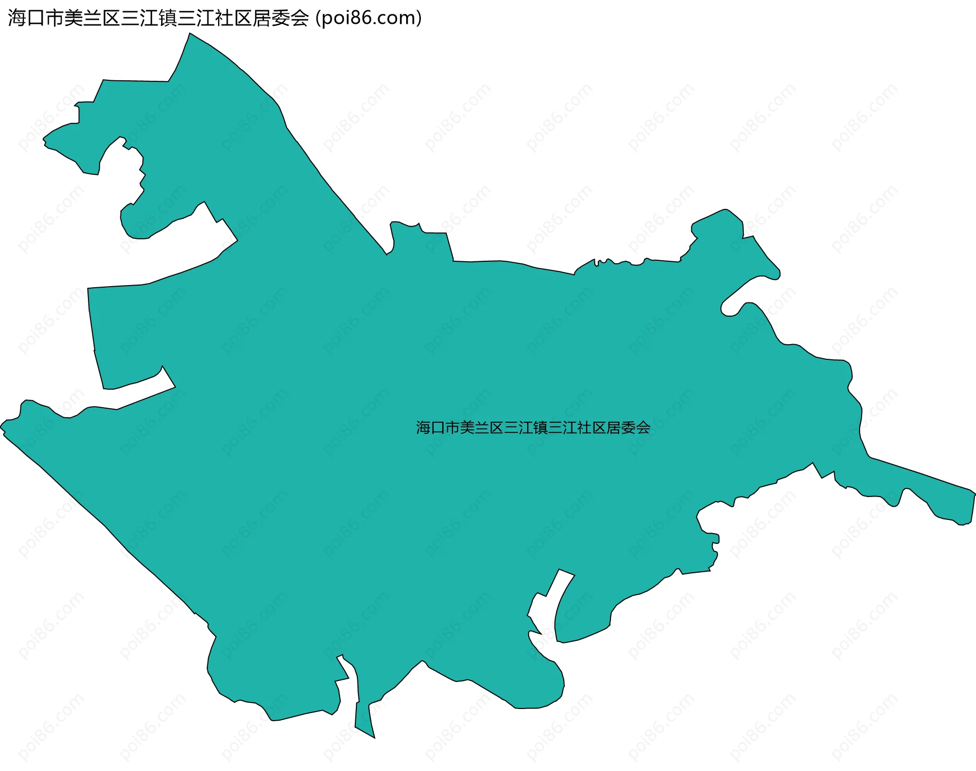 海口市美兰区三江镇三江社区居委会边界地图