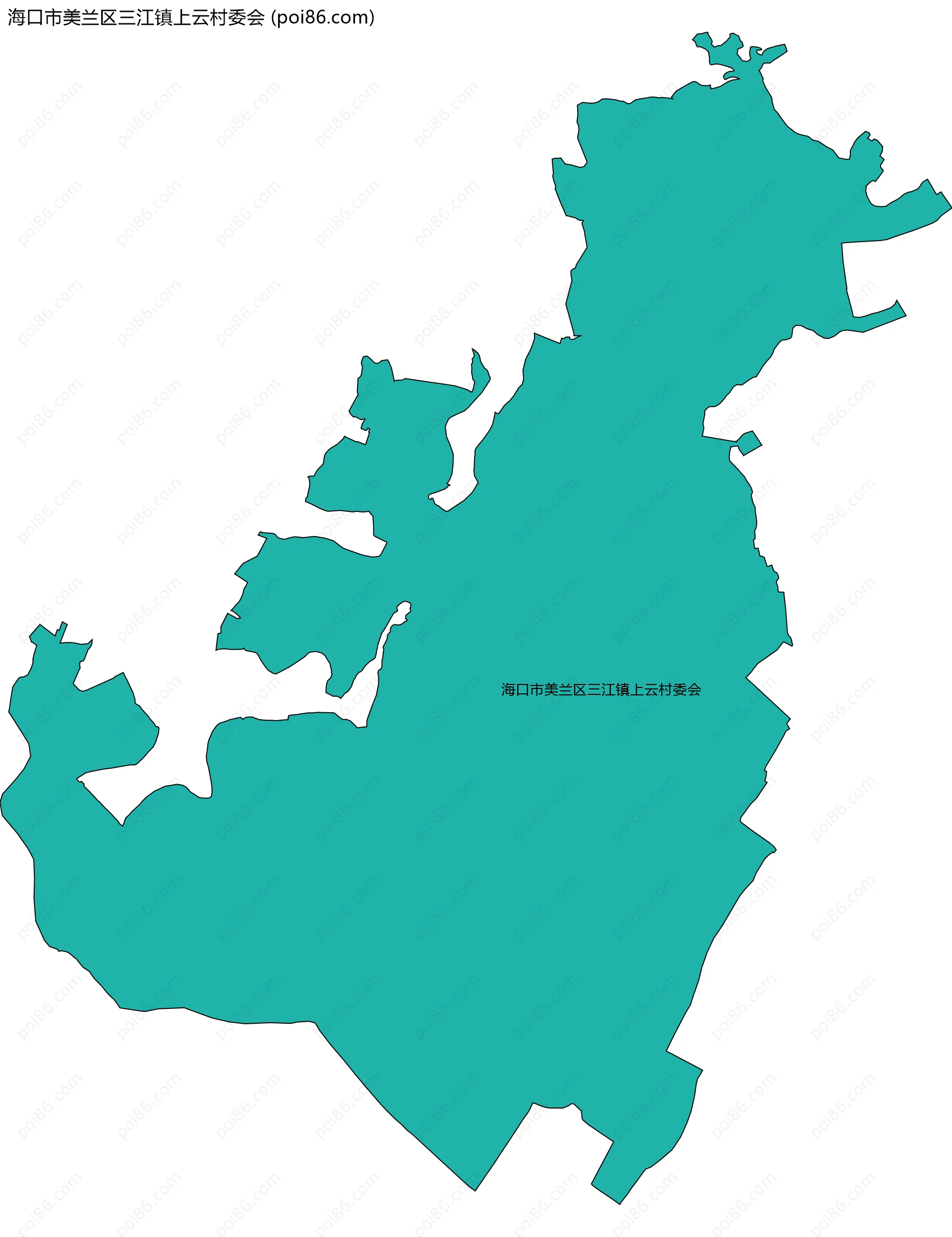 海口市美兰区三江镇上云村委会边界地图