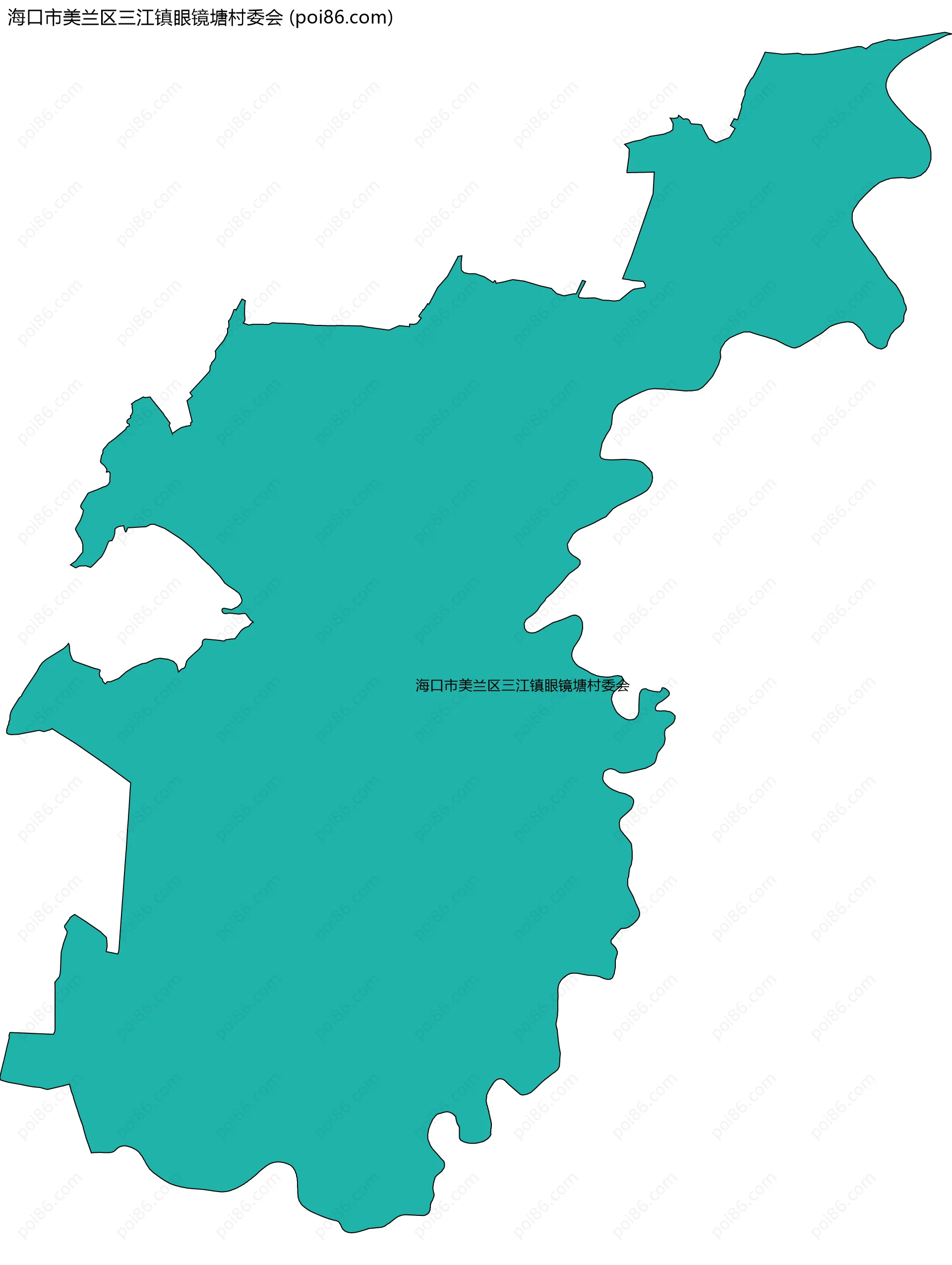 海口市美兰区三江镇眼镜塘村委会边界地图