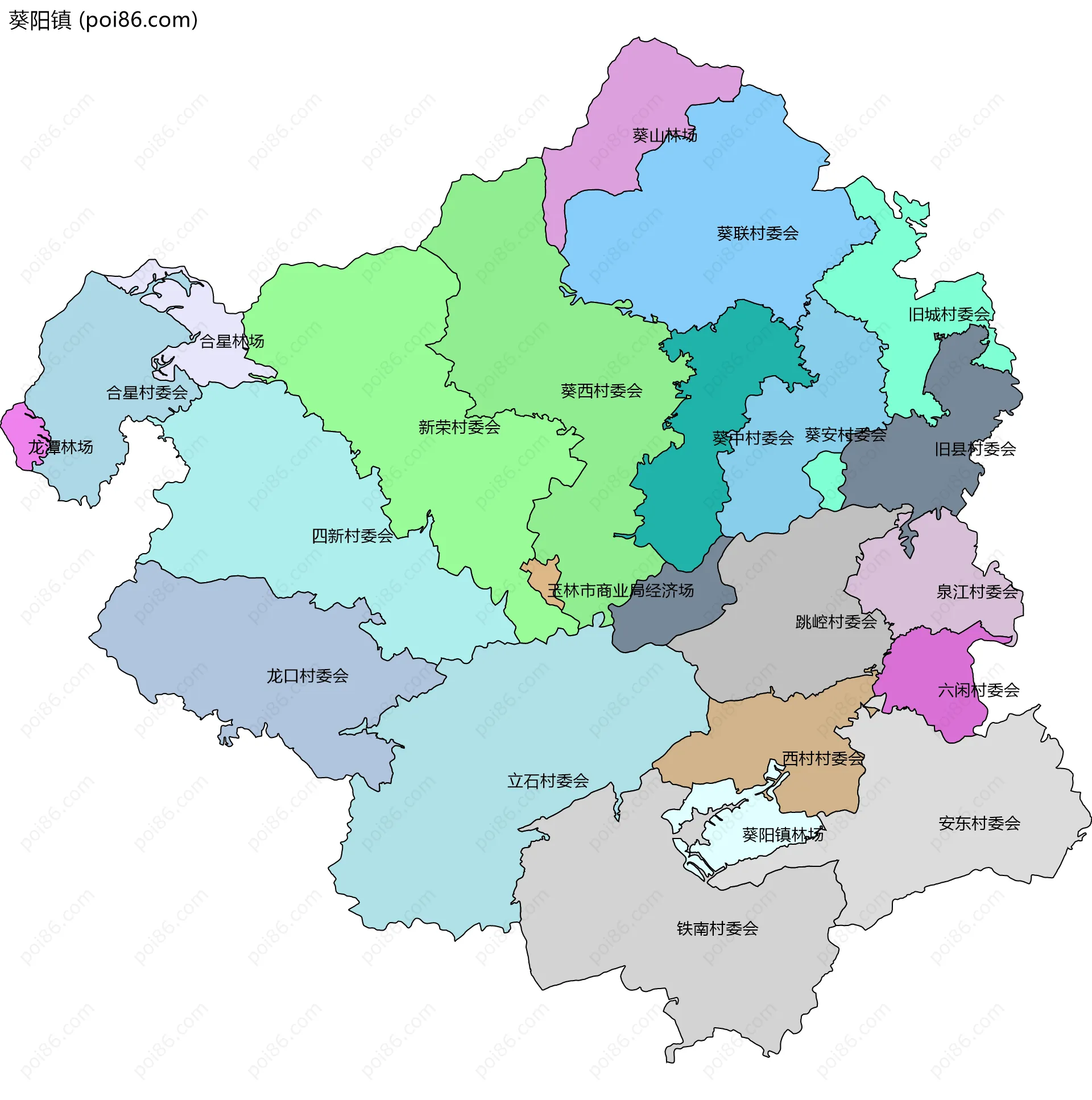 葵阳镇边界地图(五级行政区划)