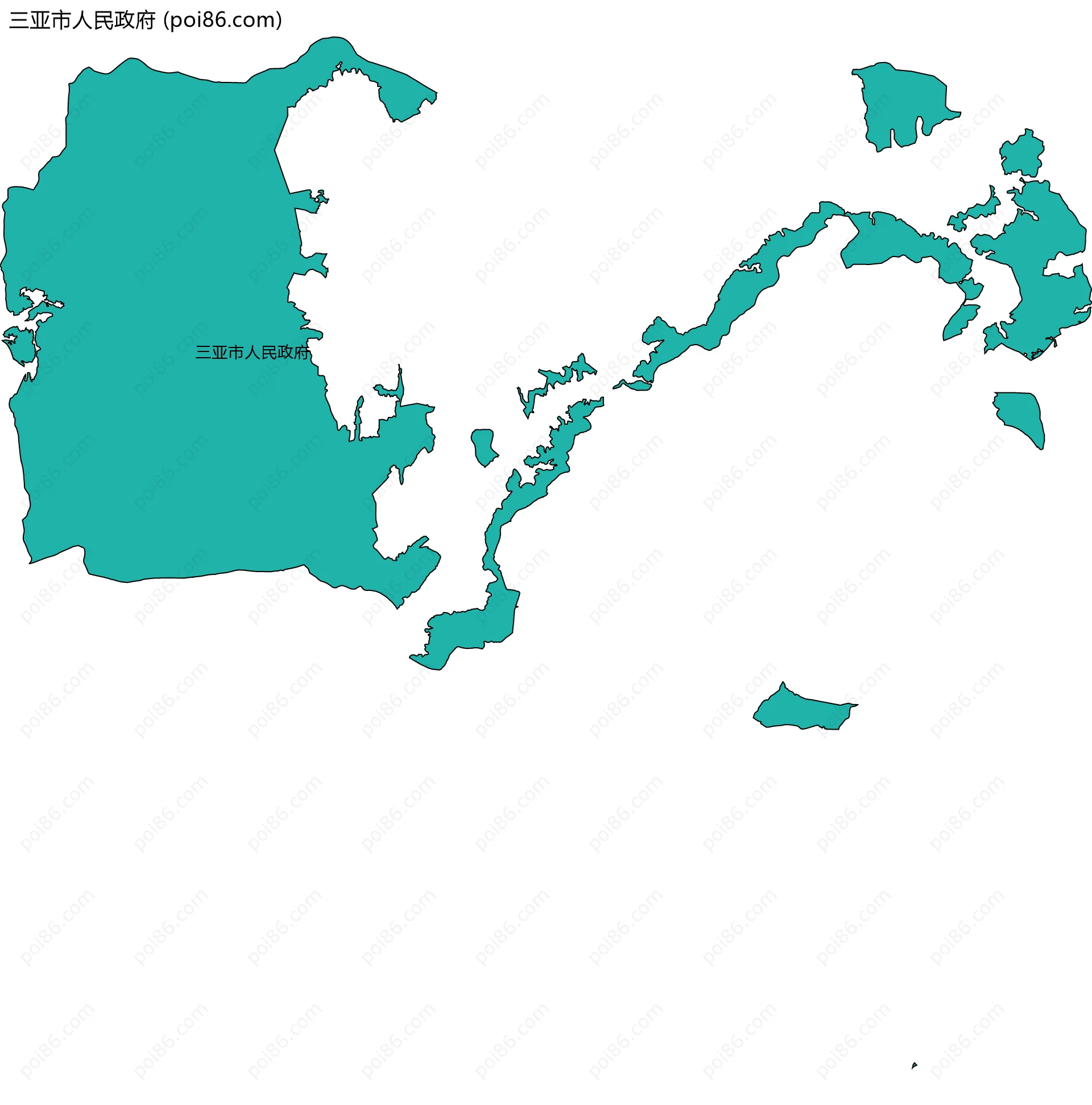 三亚市人民政府边界地图