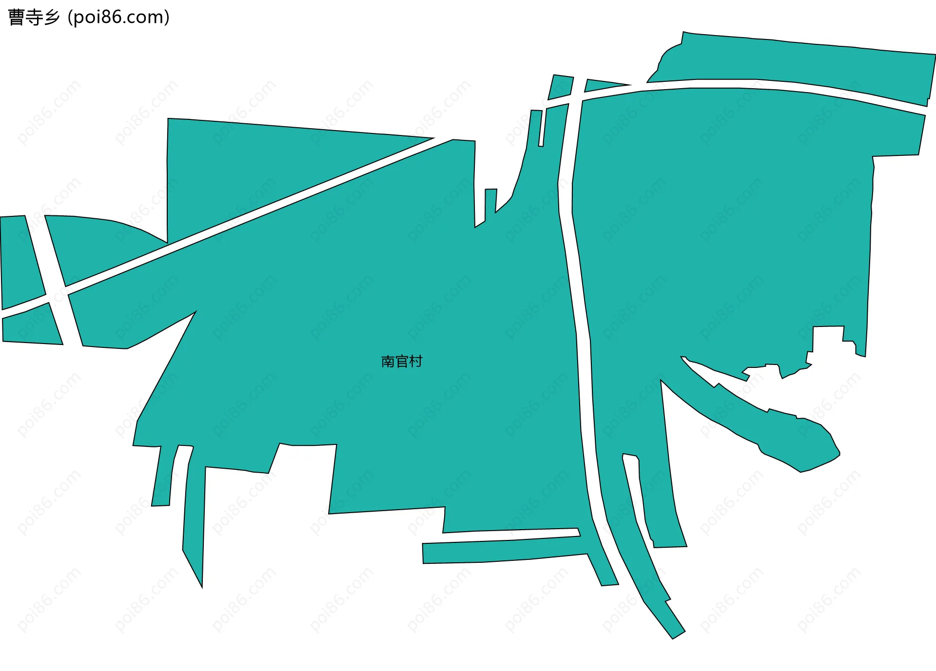 曹寺乡边界地图(五级行政区划)
