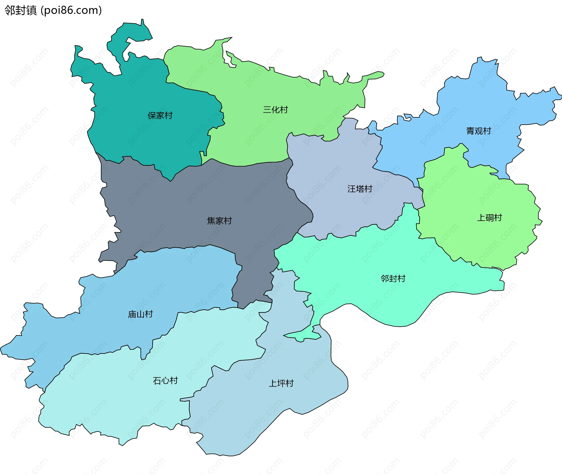邻封镇边界地图(五级行政区划)