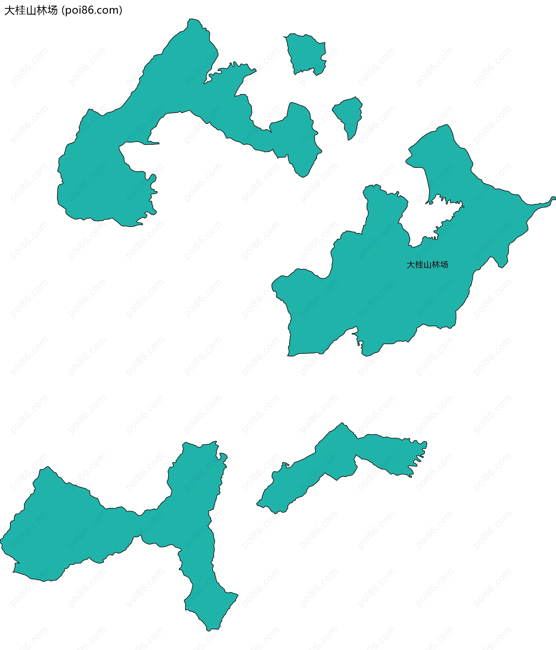 大桂山林场边界地图(五级行政区划)