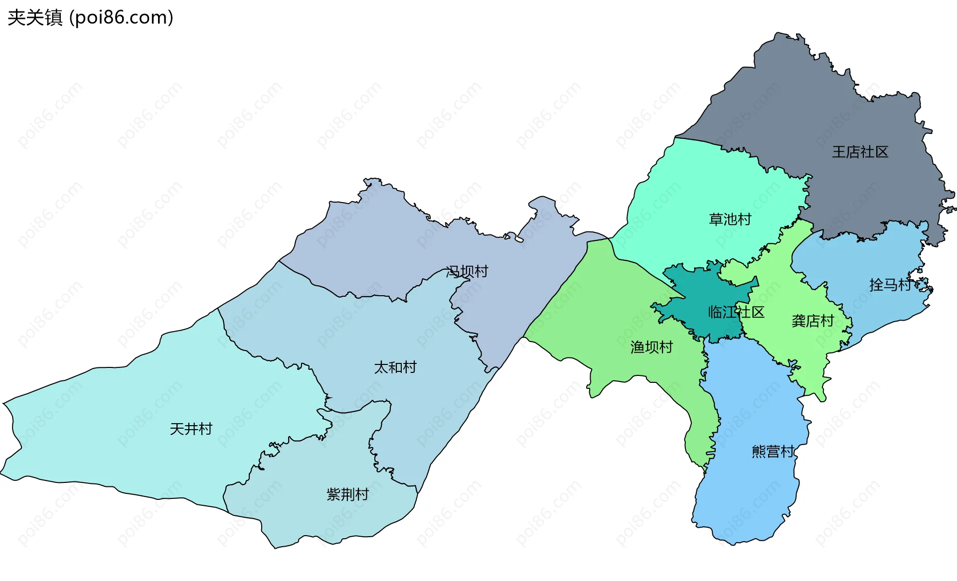 夹关镇边界地图(五级行政区划)