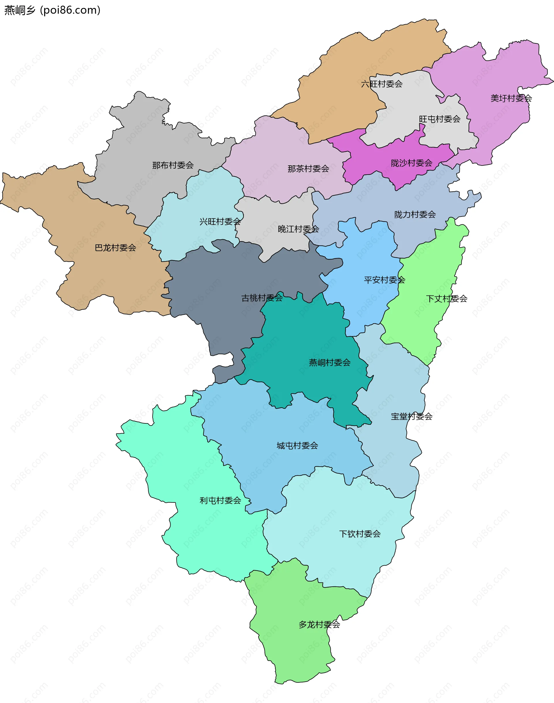 燕峒乡边界地图(五级行政区划)