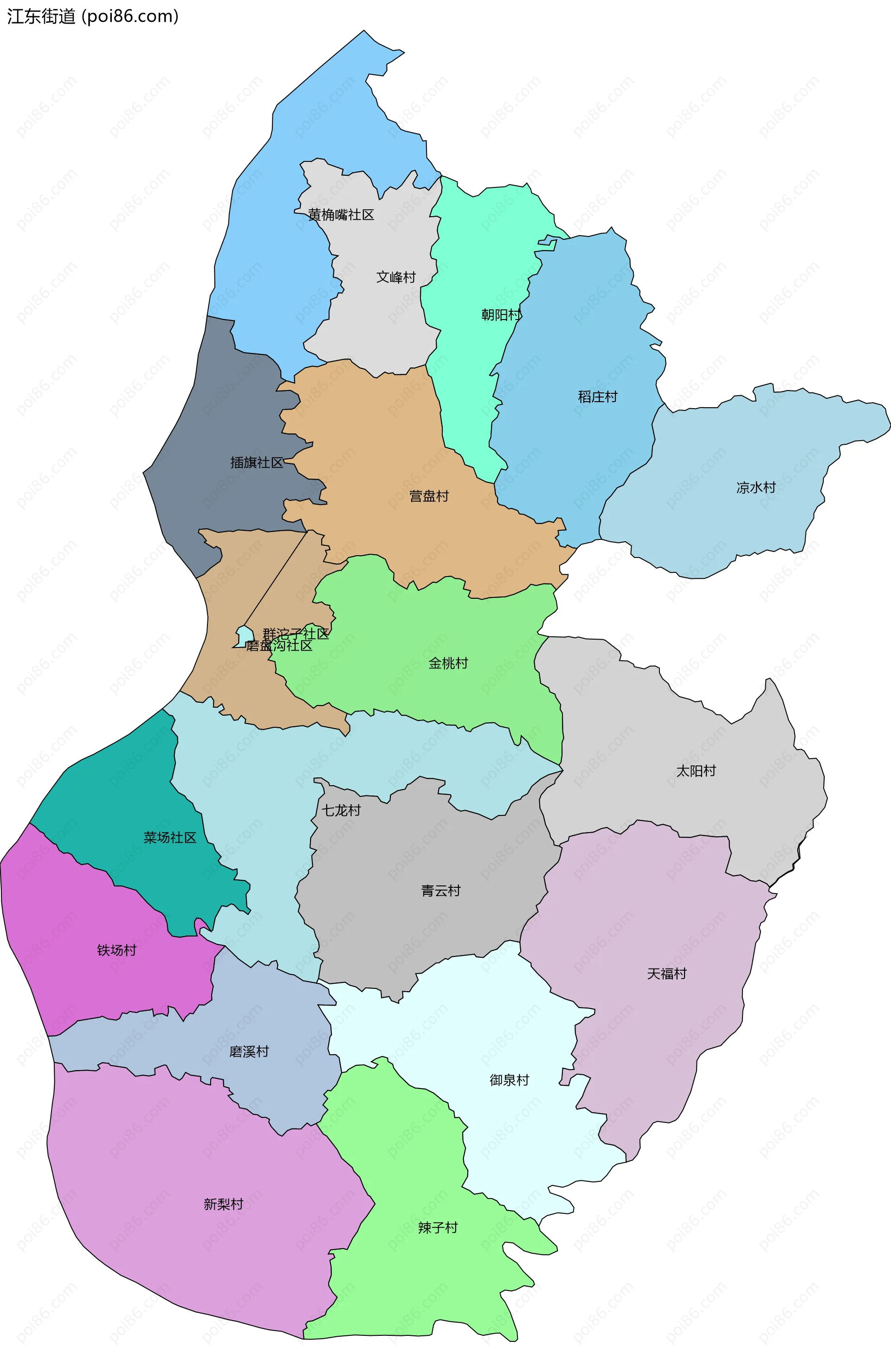 江东街道边界地图(五级行政区划)