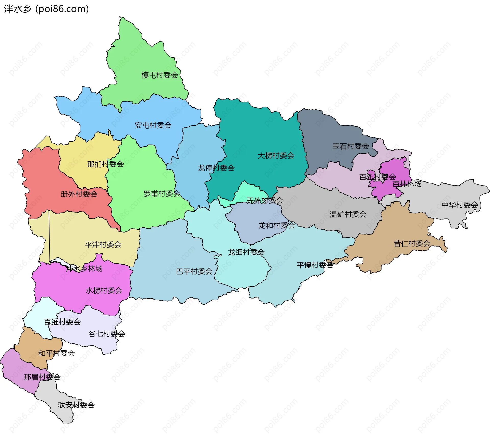 泮水乡边界地图(五级行政区划)
