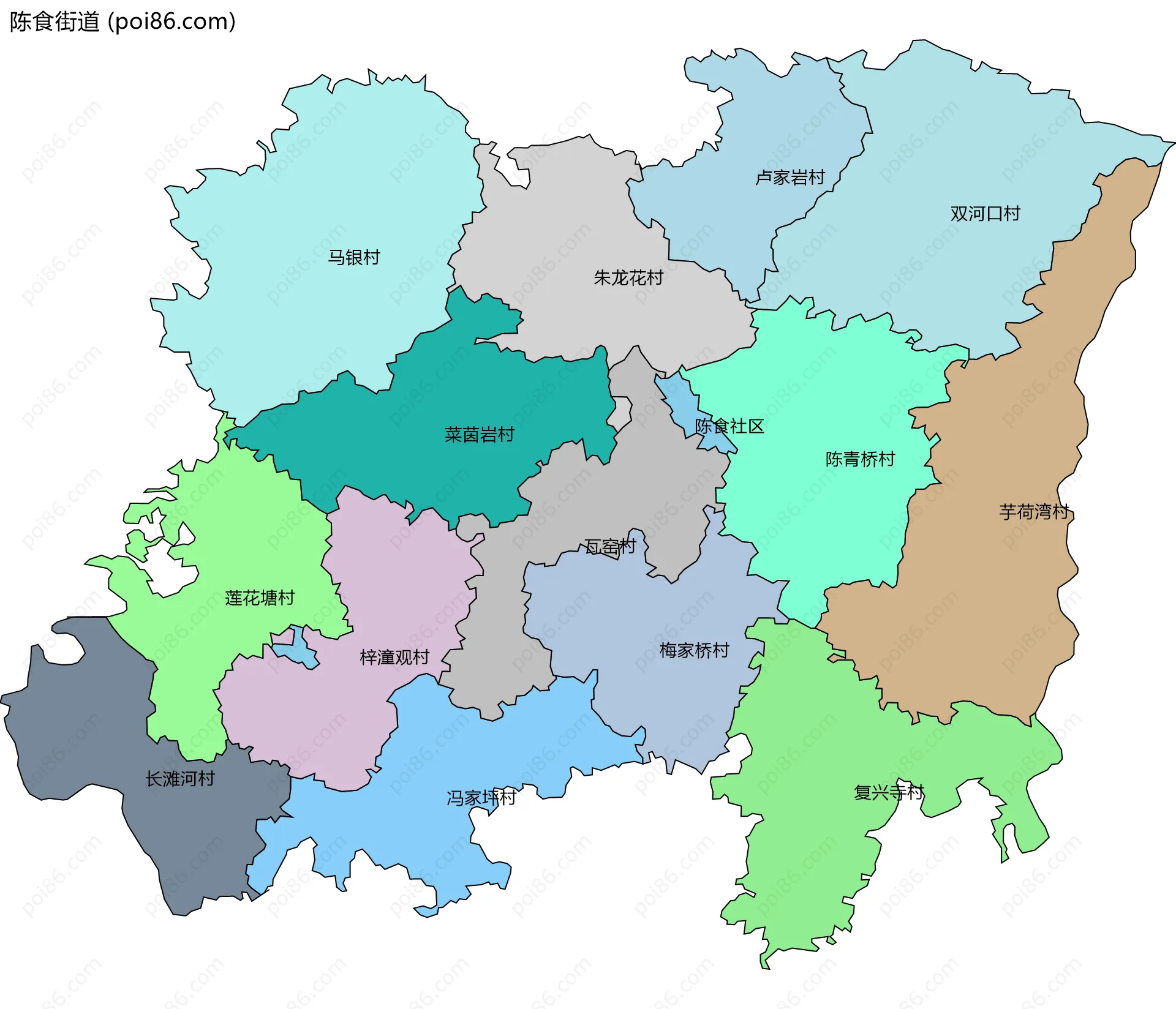陈食街道边界地图(五级行政区划)