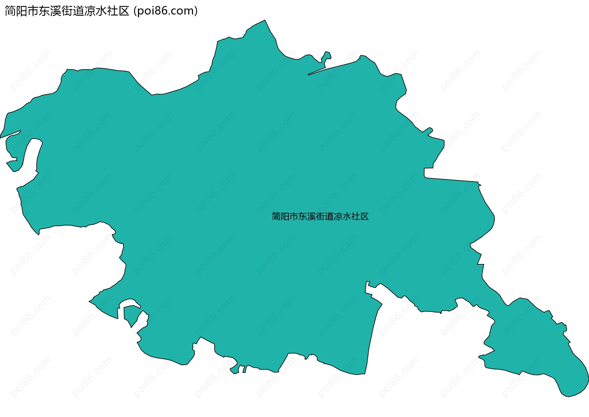 简阳市东溪街道凉水社区边界地图