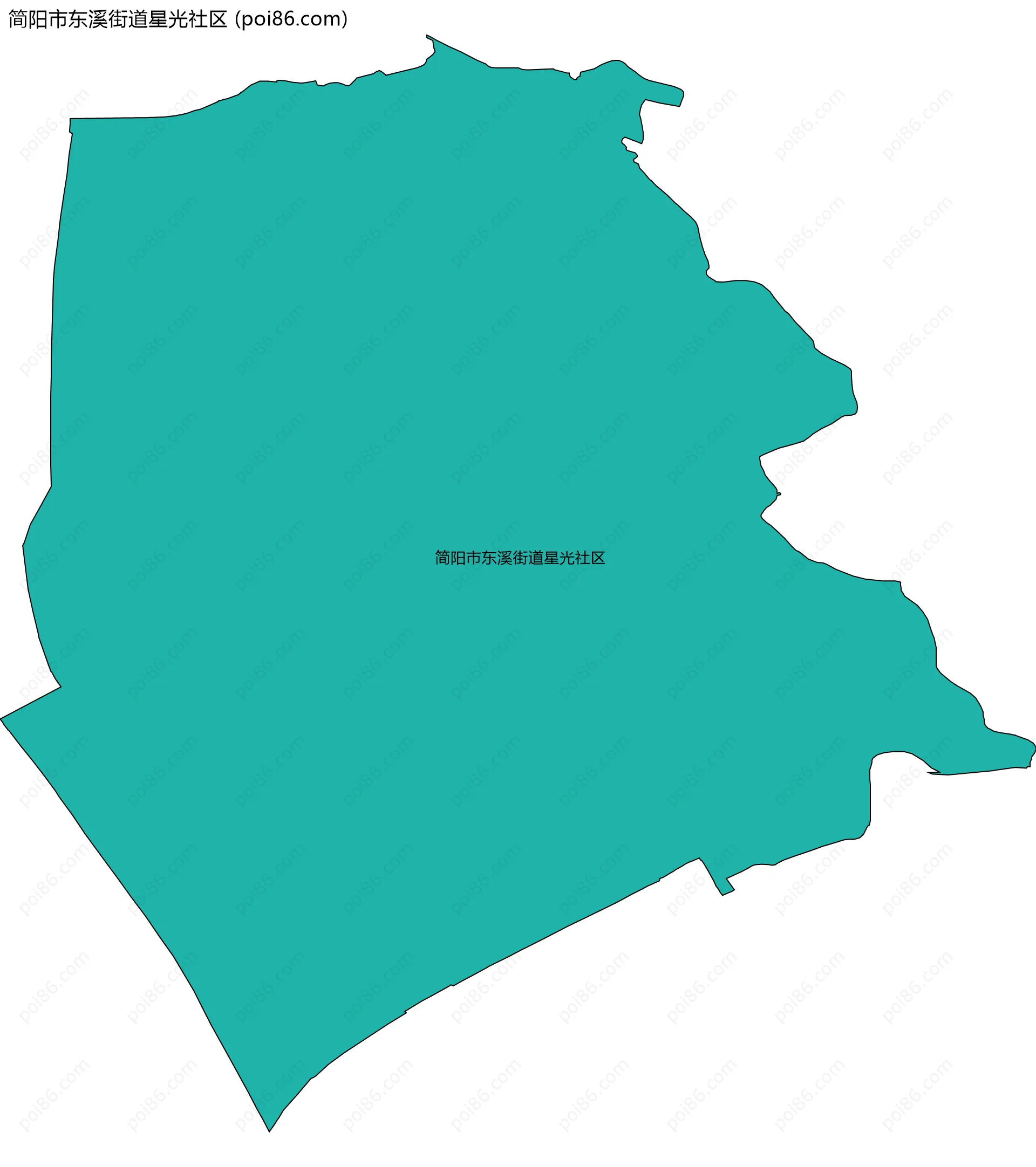 简阳市东溪街道星光社区边界地图