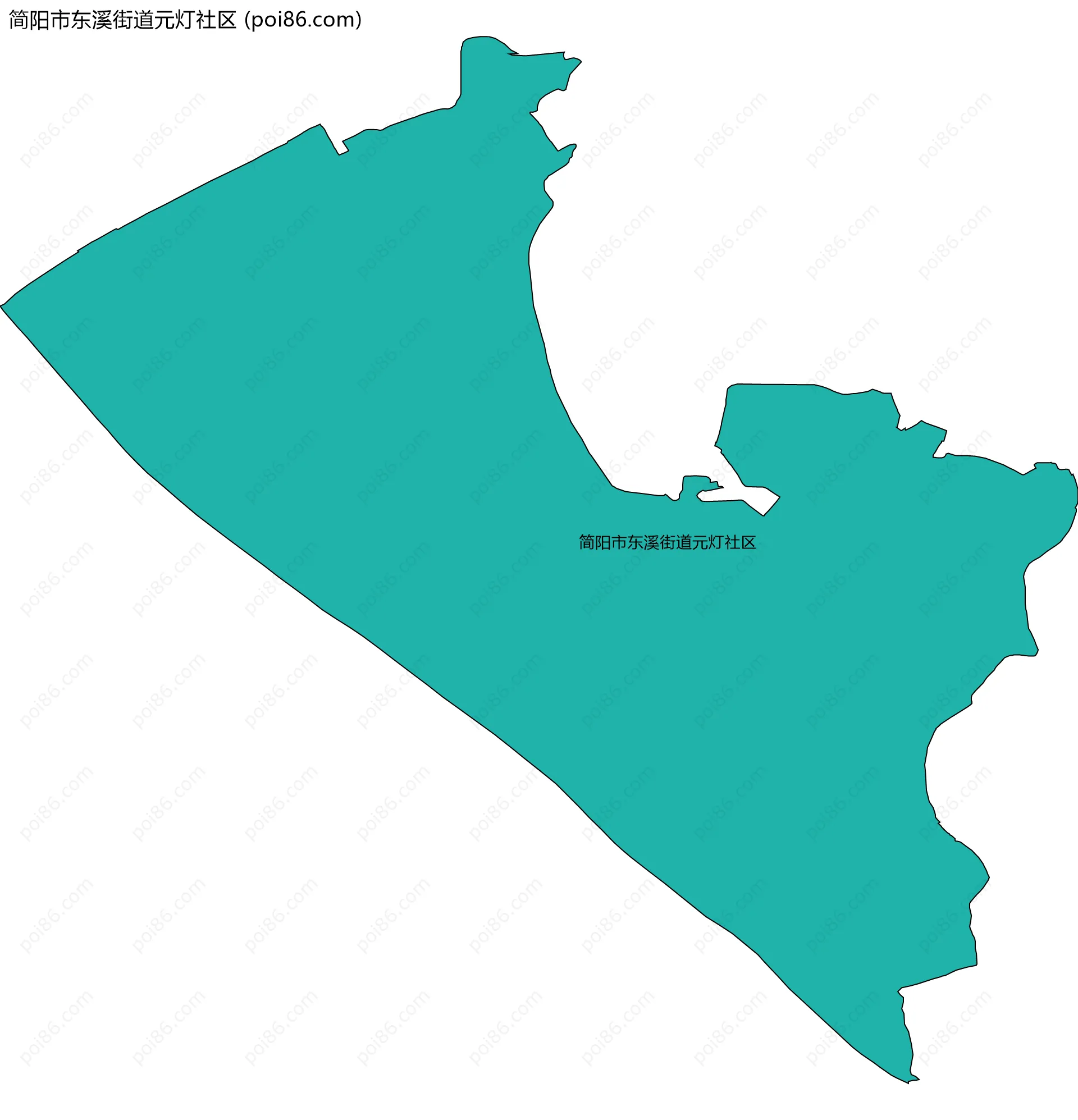 简阳市东溪街道元灯社区边界地图
