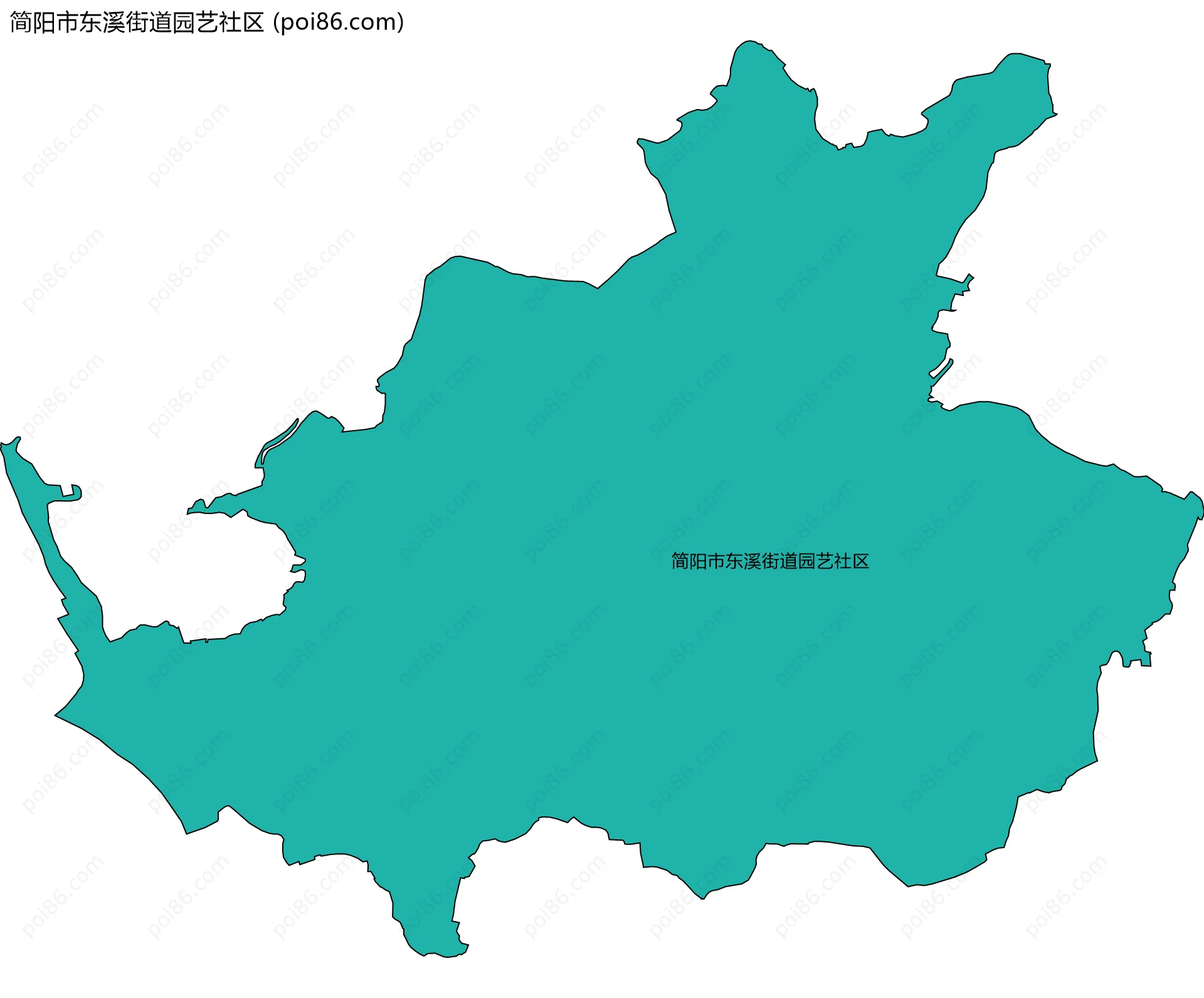 简阳市东溪街道园艺社区边界地图