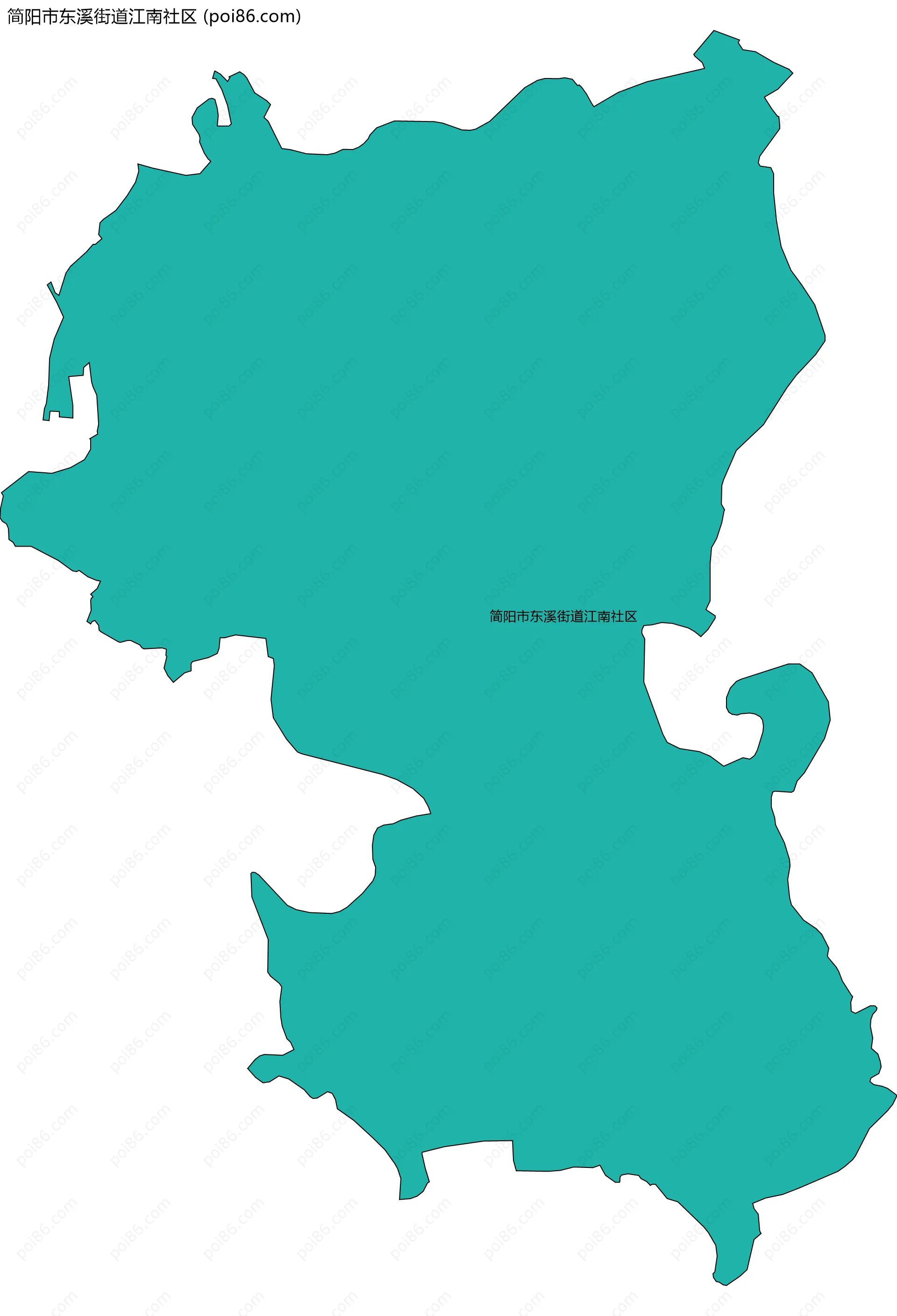 简阳市东溪街道江南社区边界地图
