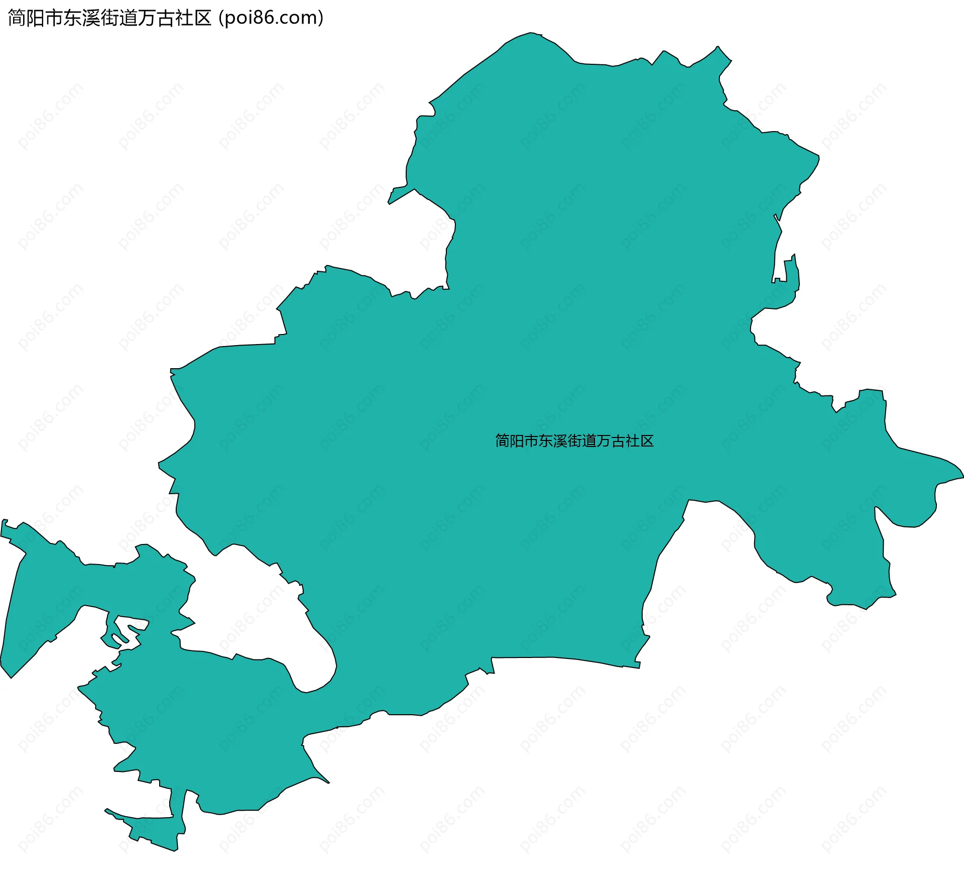 简阳市东溪街道万古社区边界地图