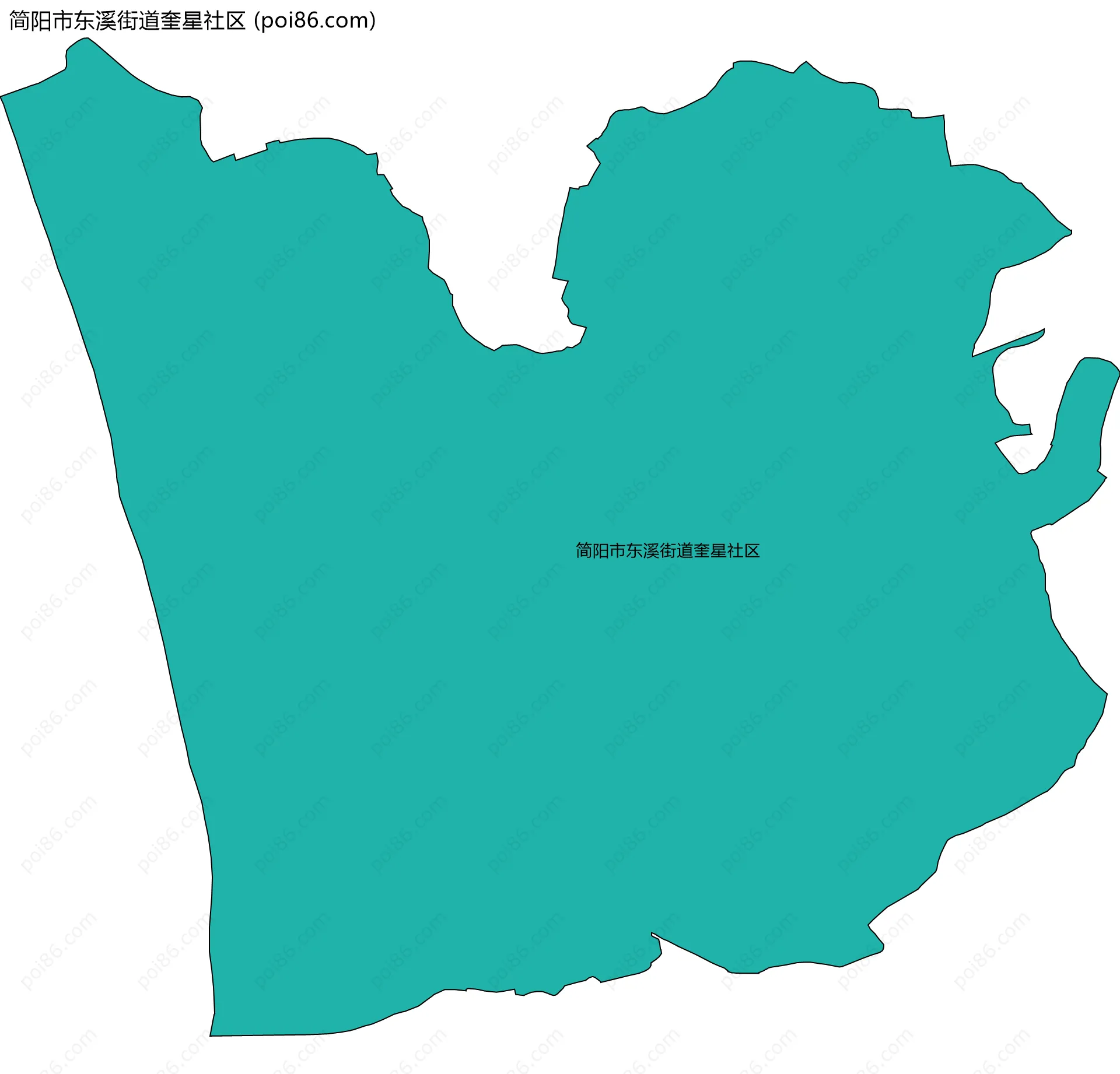 简阳市东溪街道奎星社区边界地图