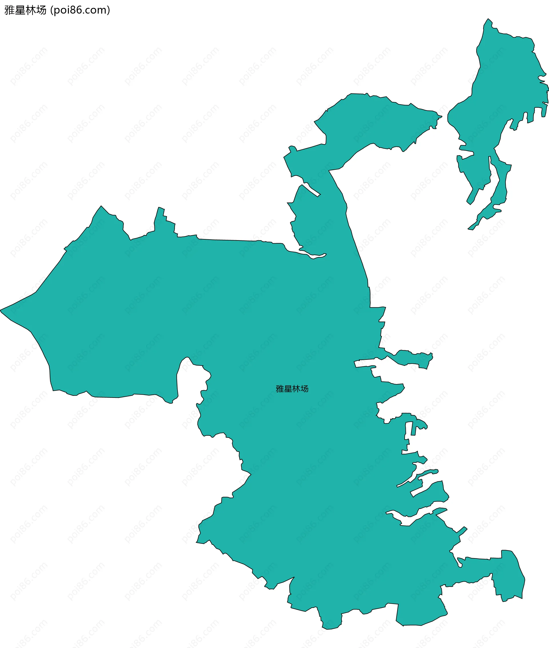 雅星林场边界地图(五级行政区划)