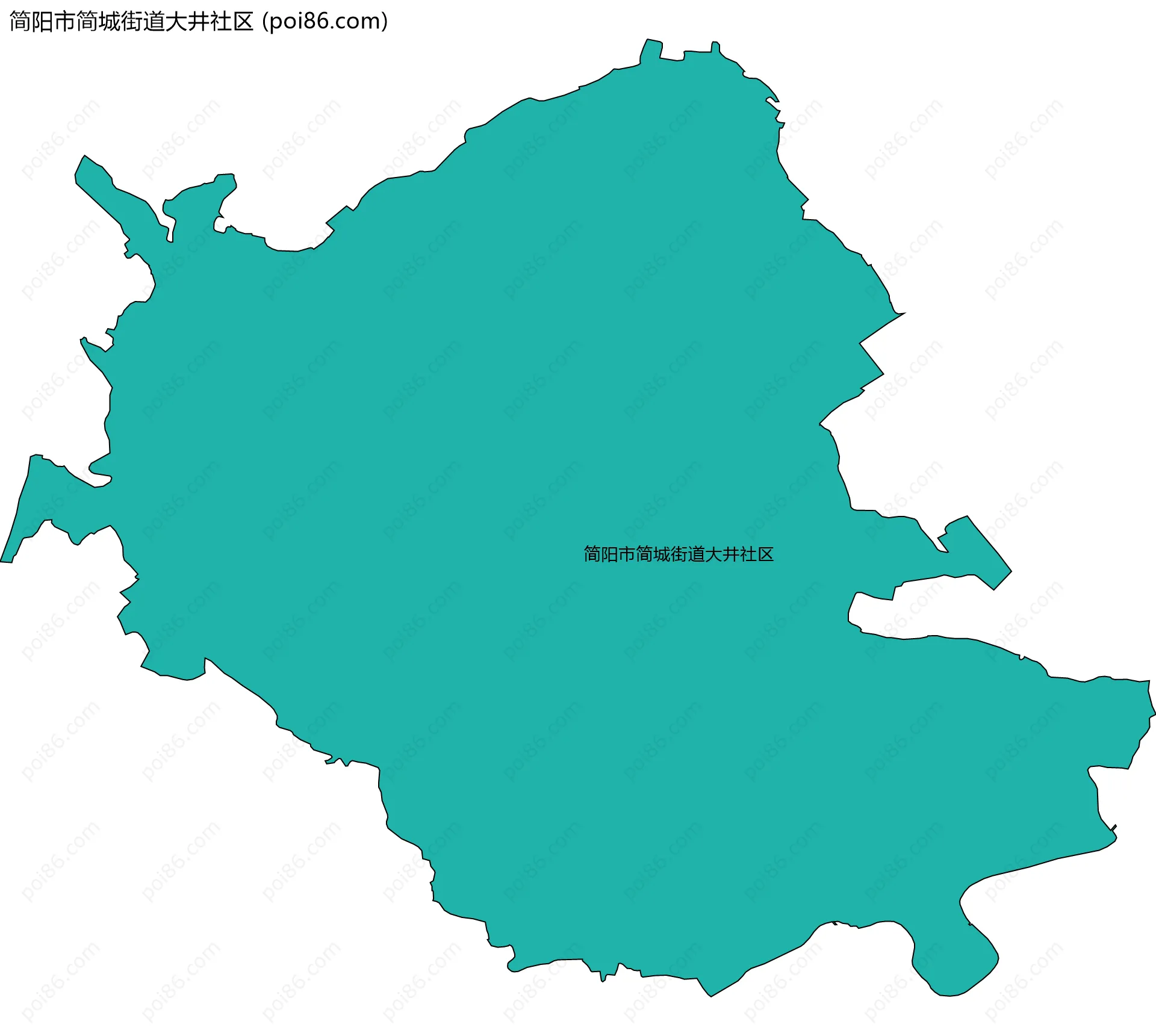 简阳市简城街道大井社区边界地图