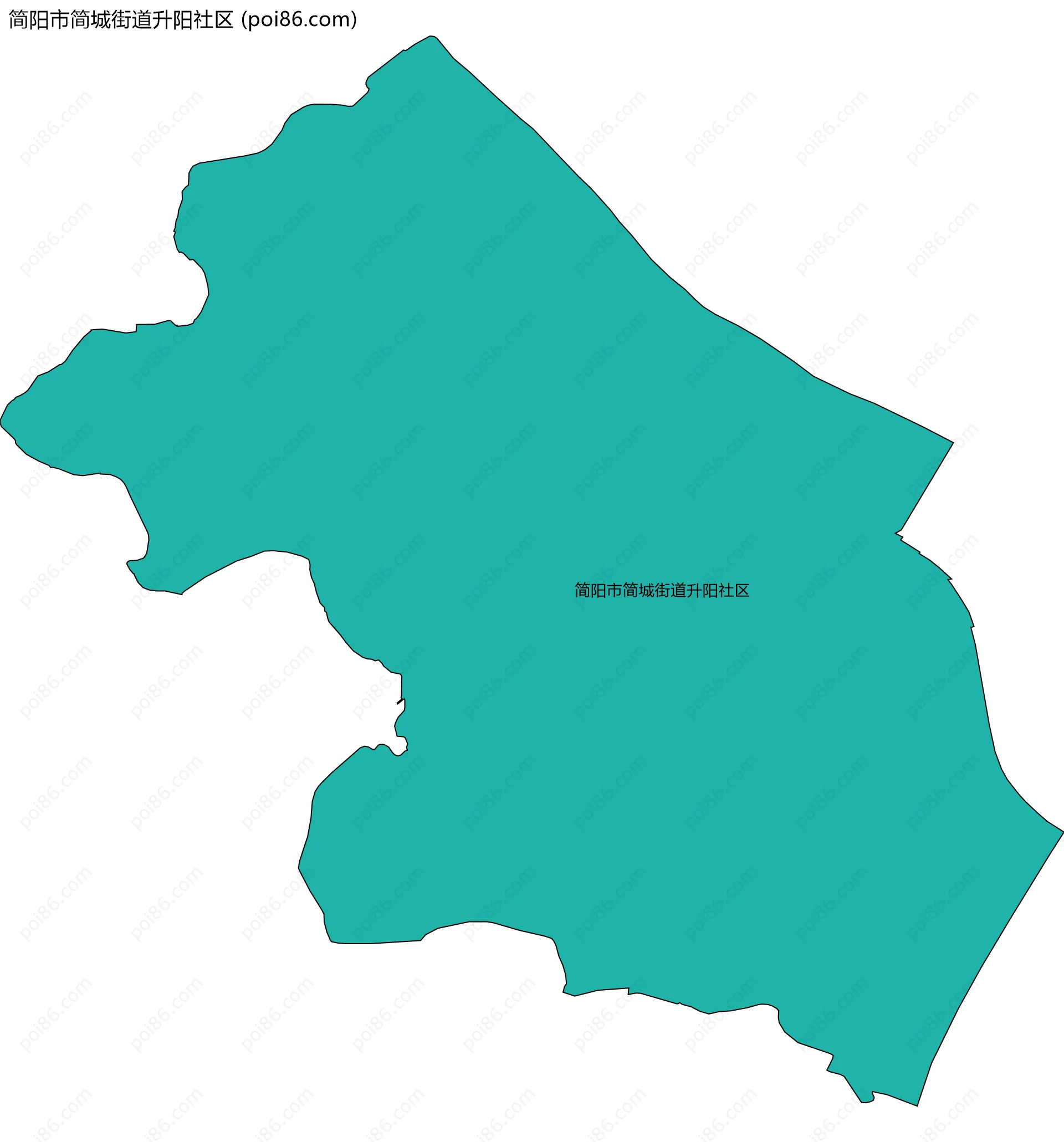 简阳市简城街道升阳社区边界地图