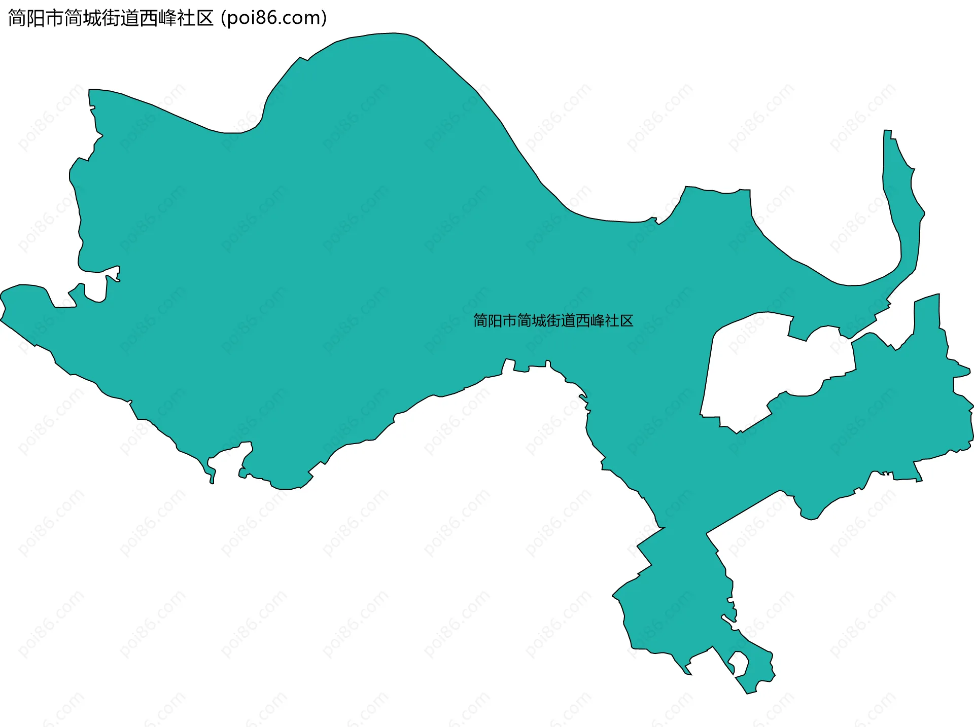 简阳市简城街道西峰社区边界地图