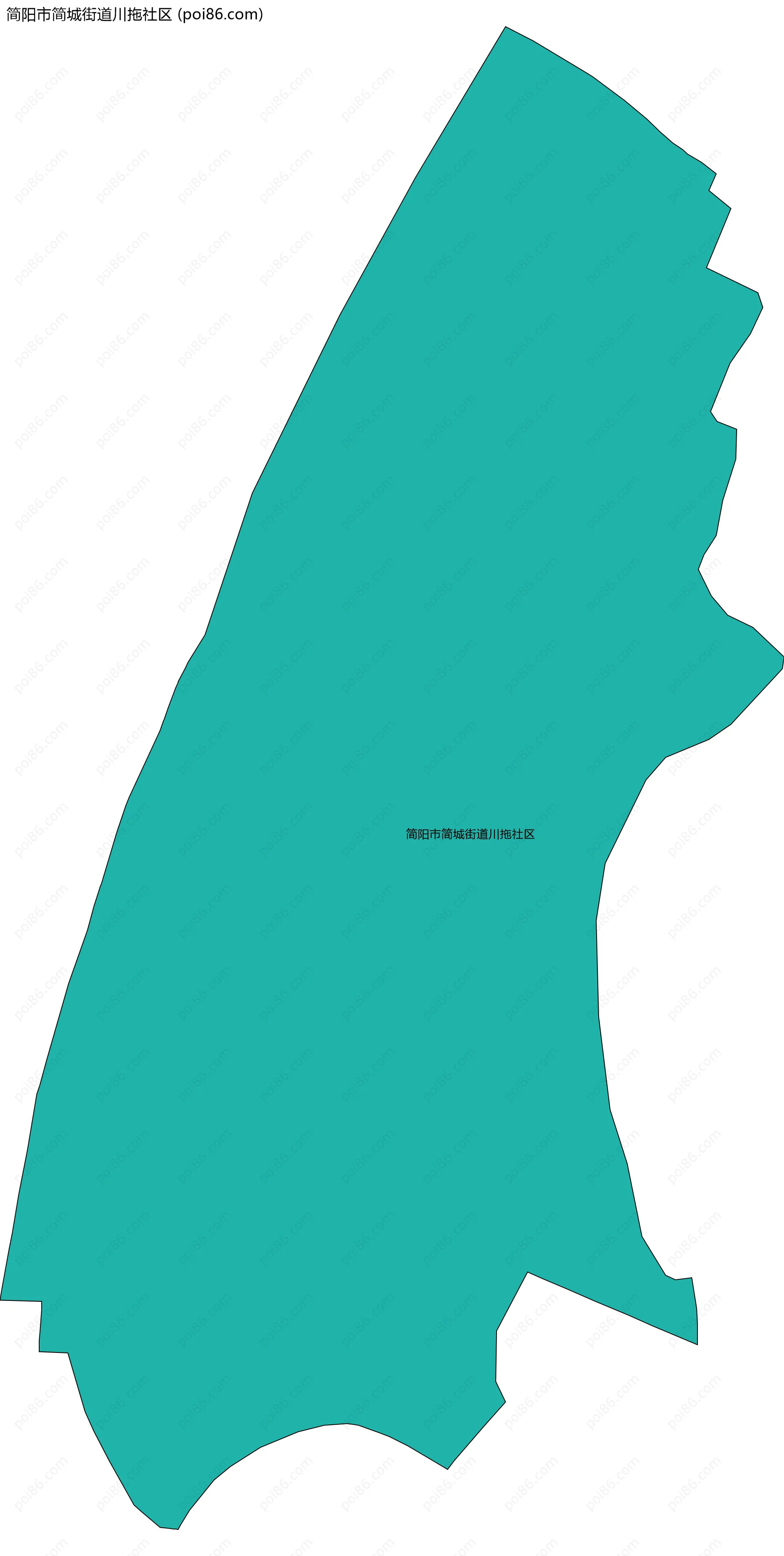 简阳市简城街道川拖社区边界地图