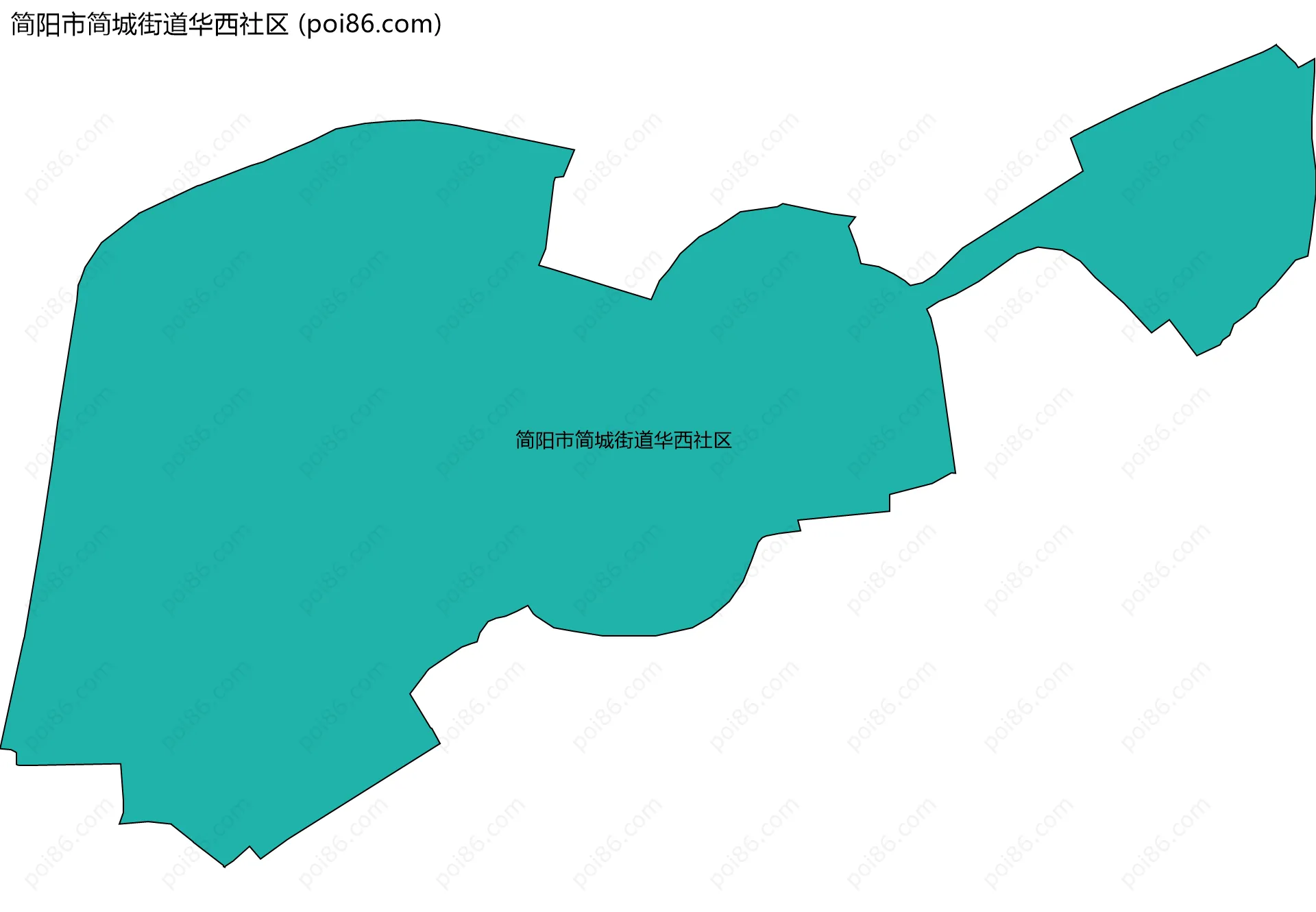 简阳市简城街道华西社区边界地图