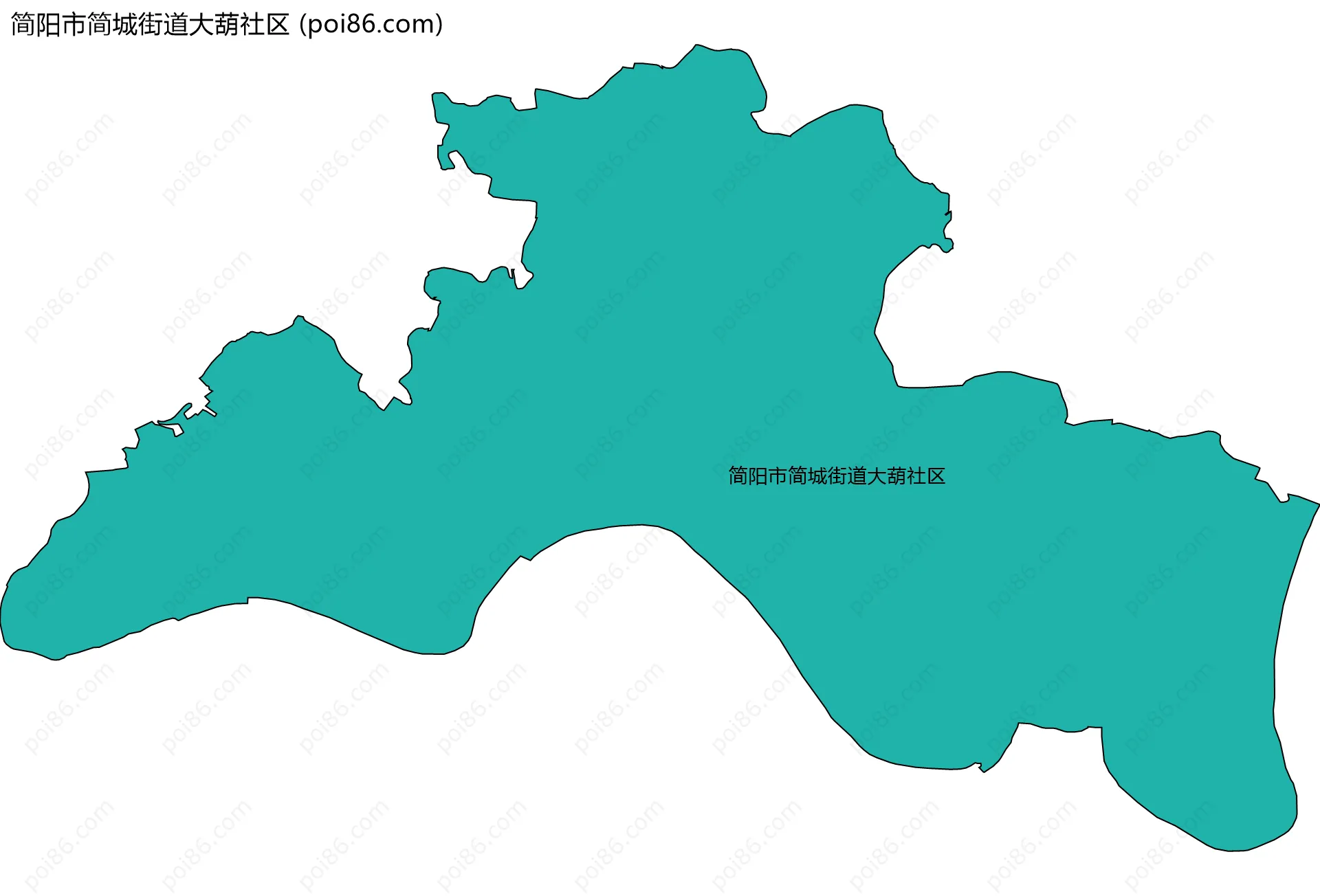 简阳市简城街道大葫社区边界地图