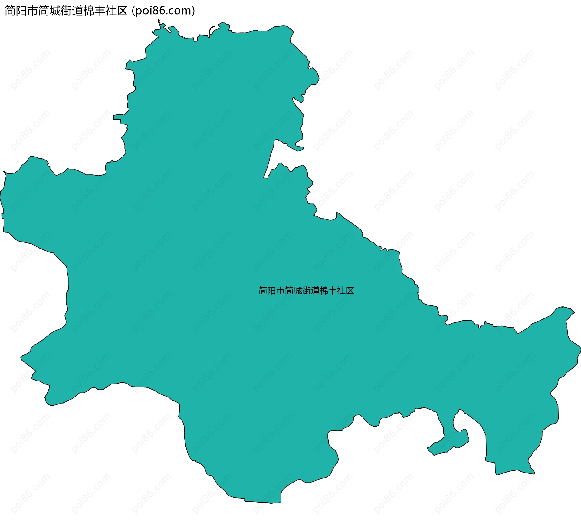 简阳市简城街道棉丰社区边界地图