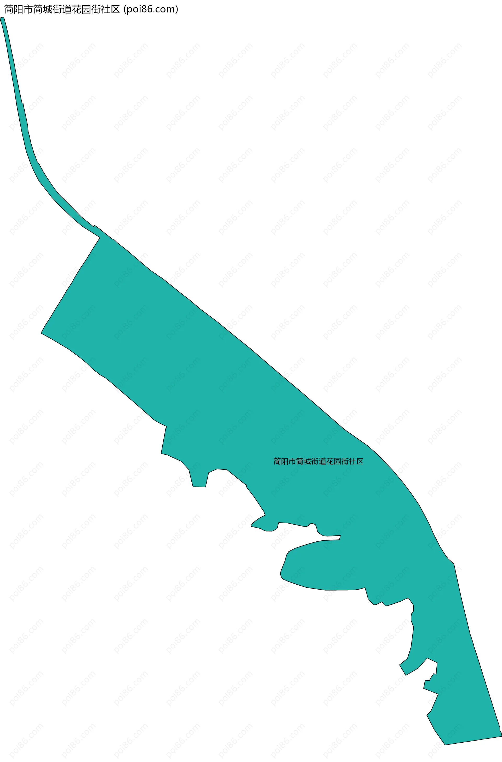 简阳市简城街道花园街社区边界地图