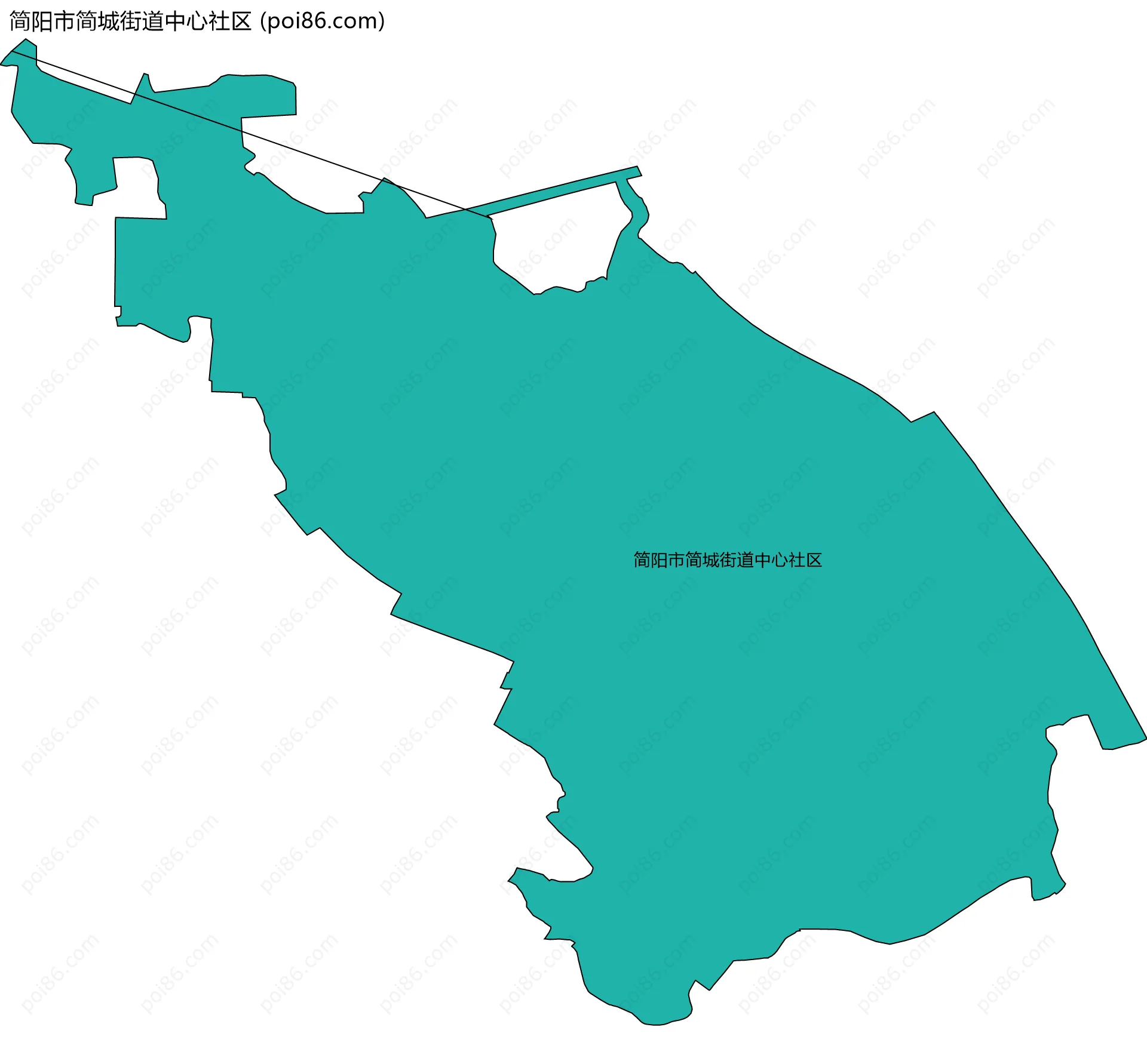 简阳市简城街道中心社区边界地图