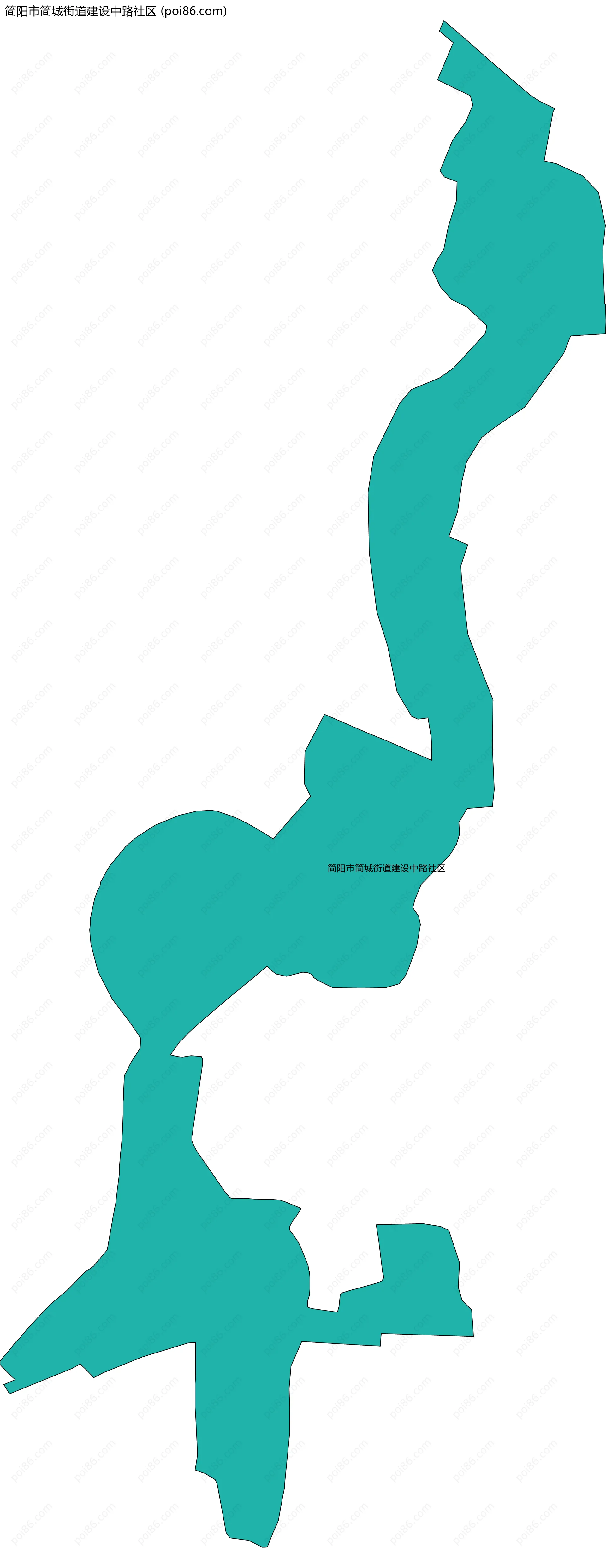 简阳市简城街道建设中路社区边界地图