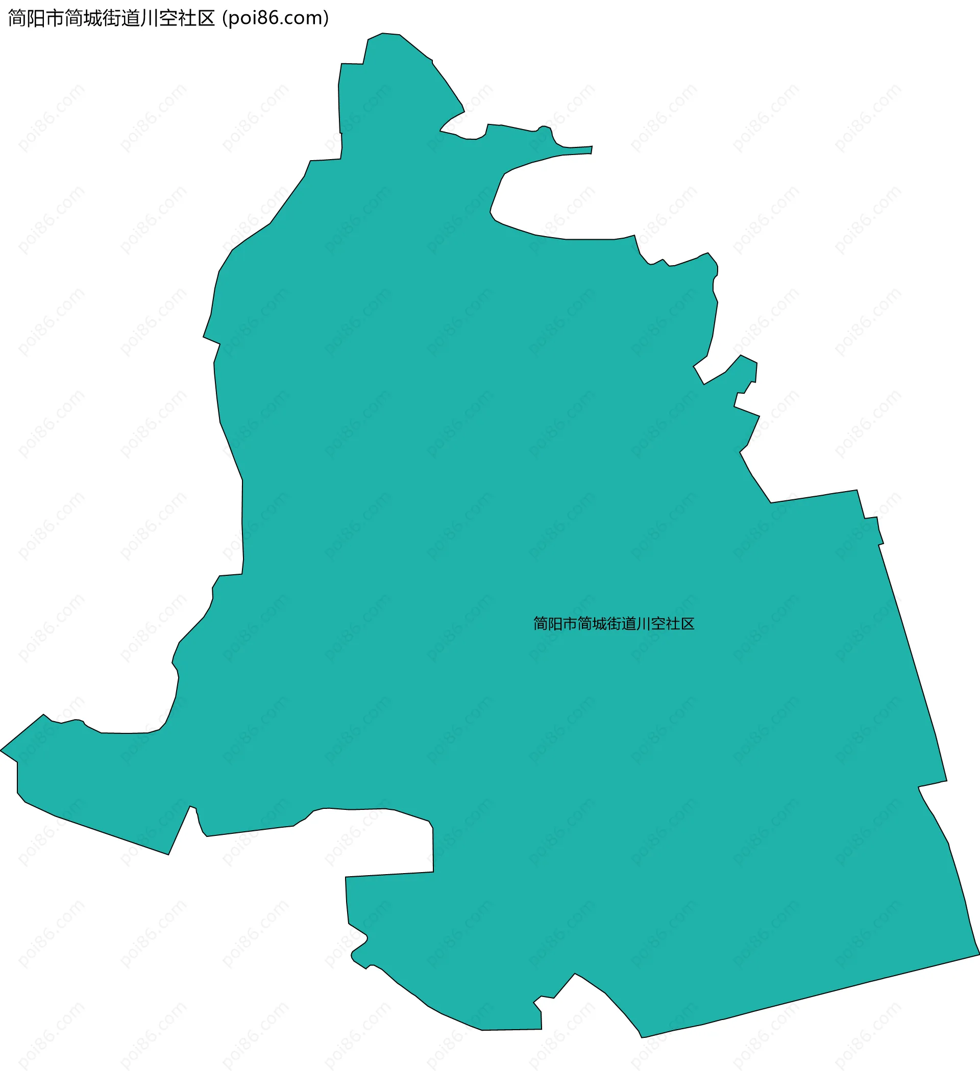 简阳市简城街道川空社区边界地图