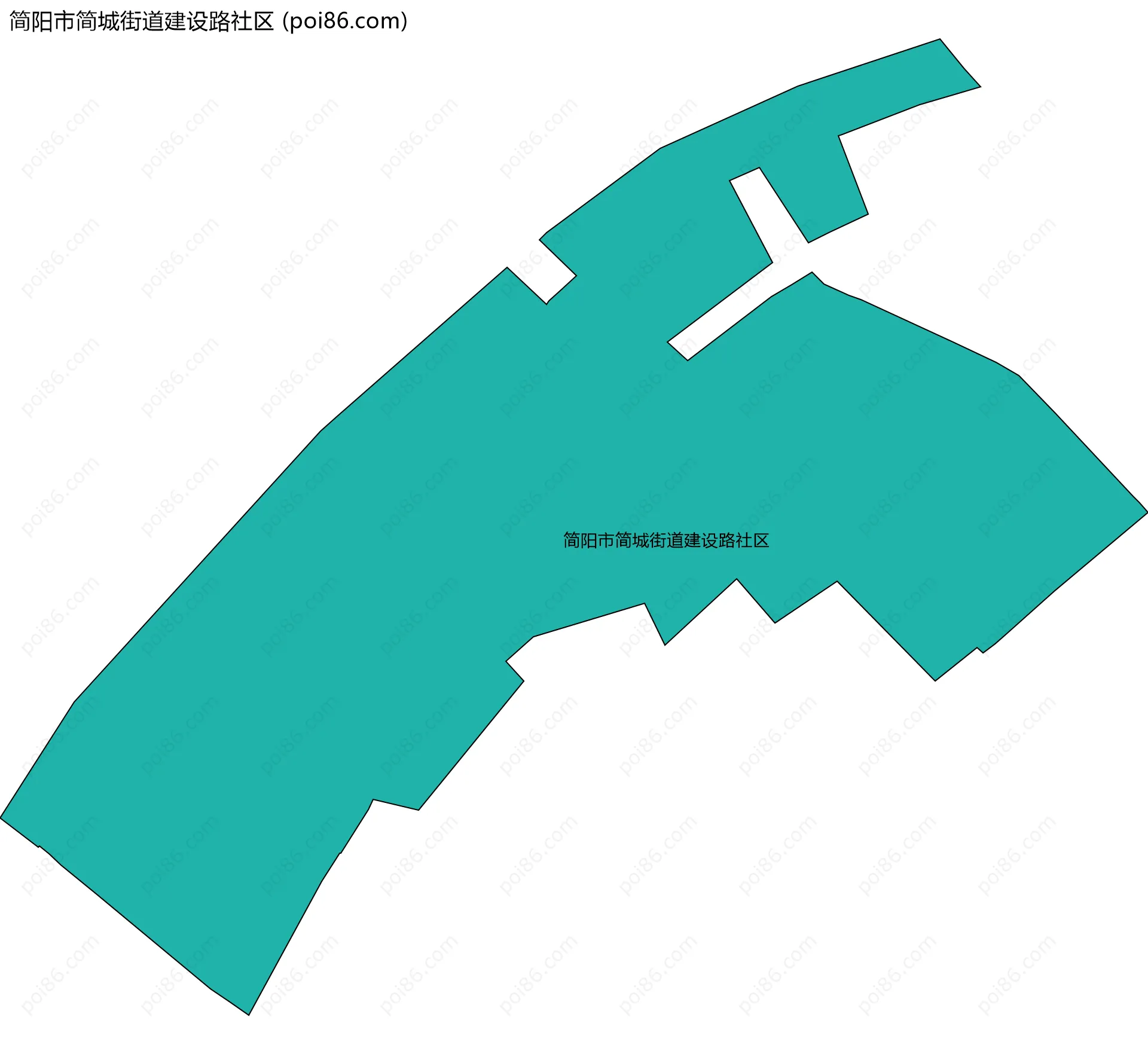 简阳市简城街道建设路社区边界地图