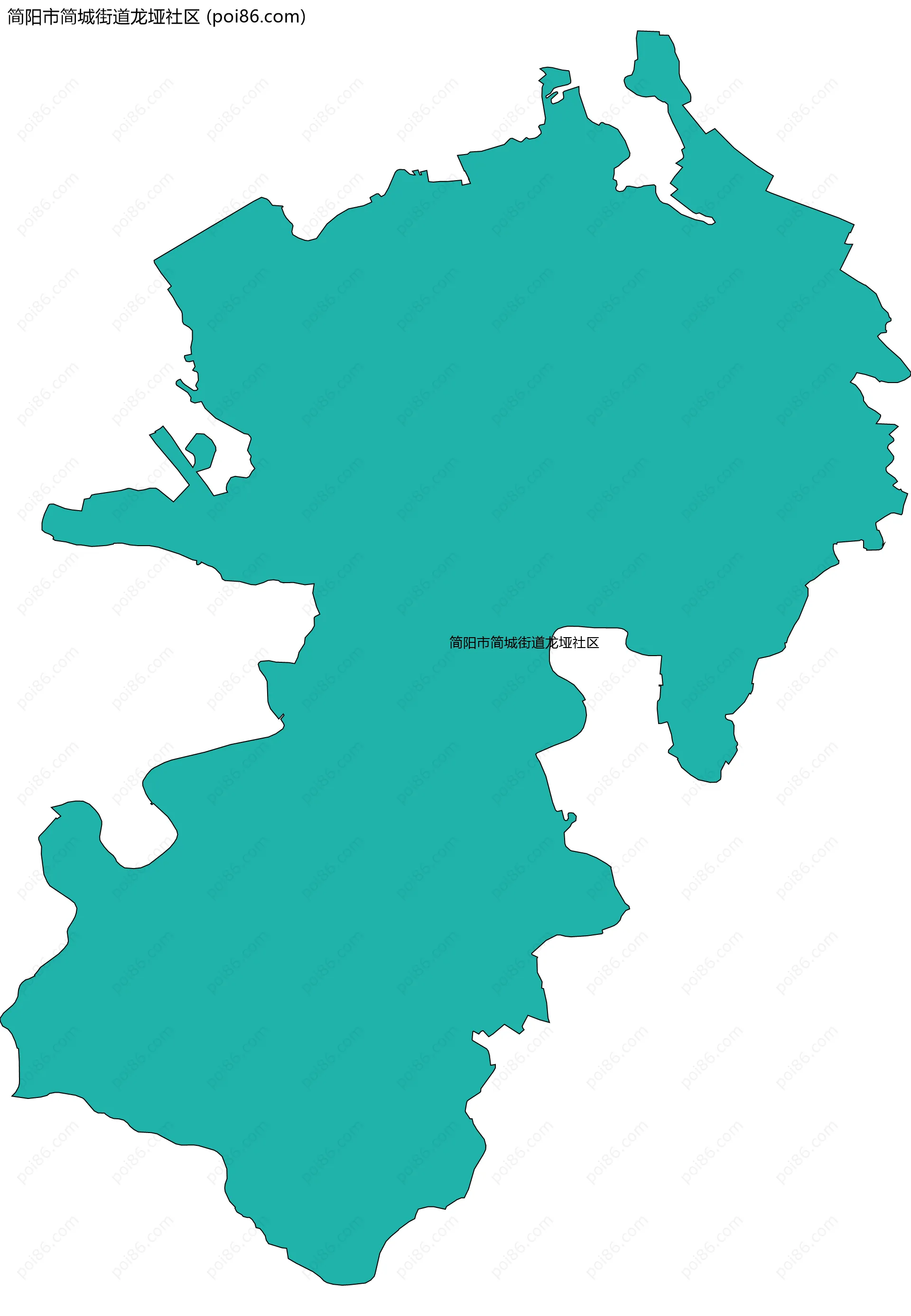 简阳市简城街道龙垭社区边界地图