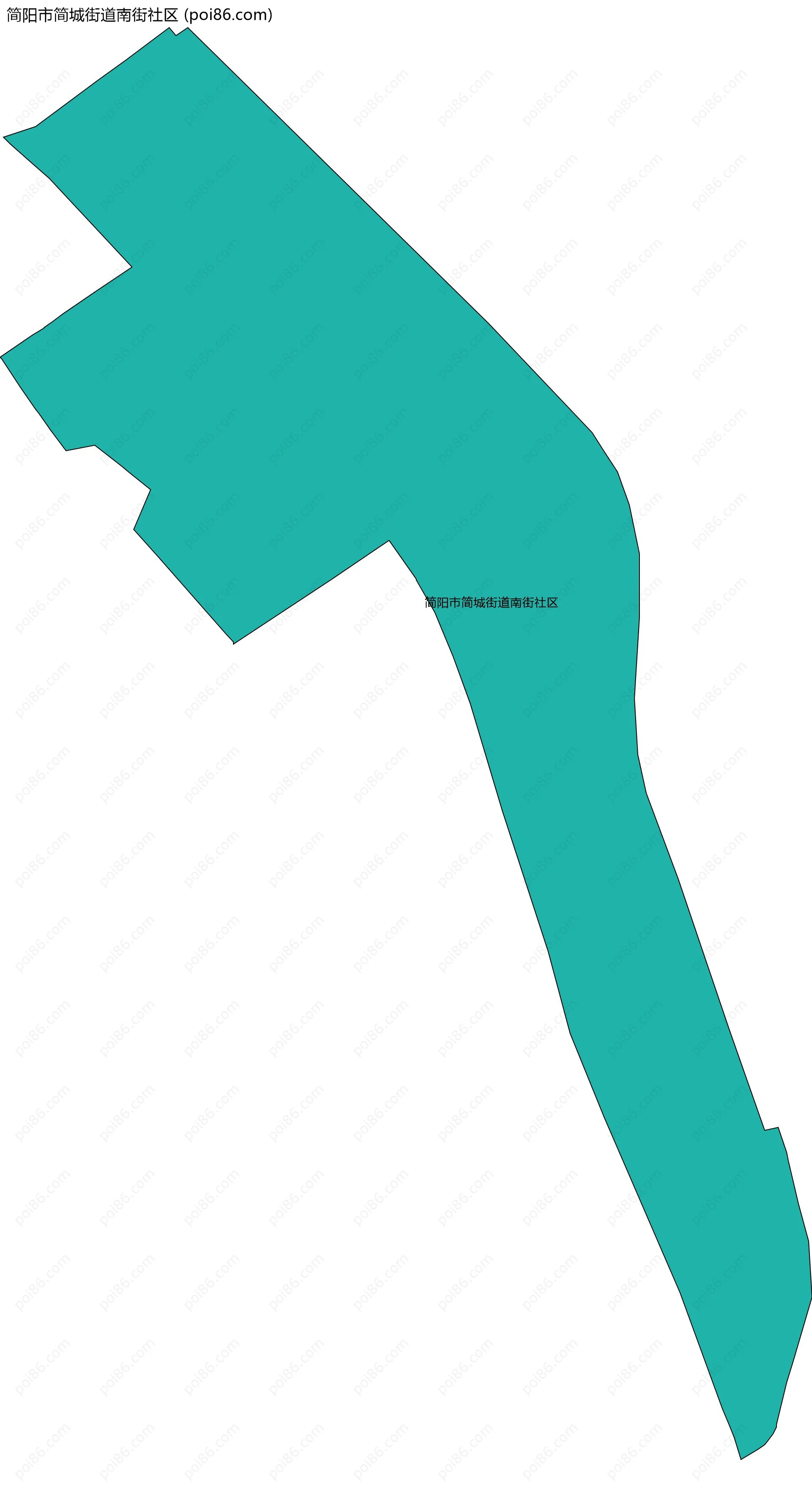 简阳市简城街道南街社区边界地图