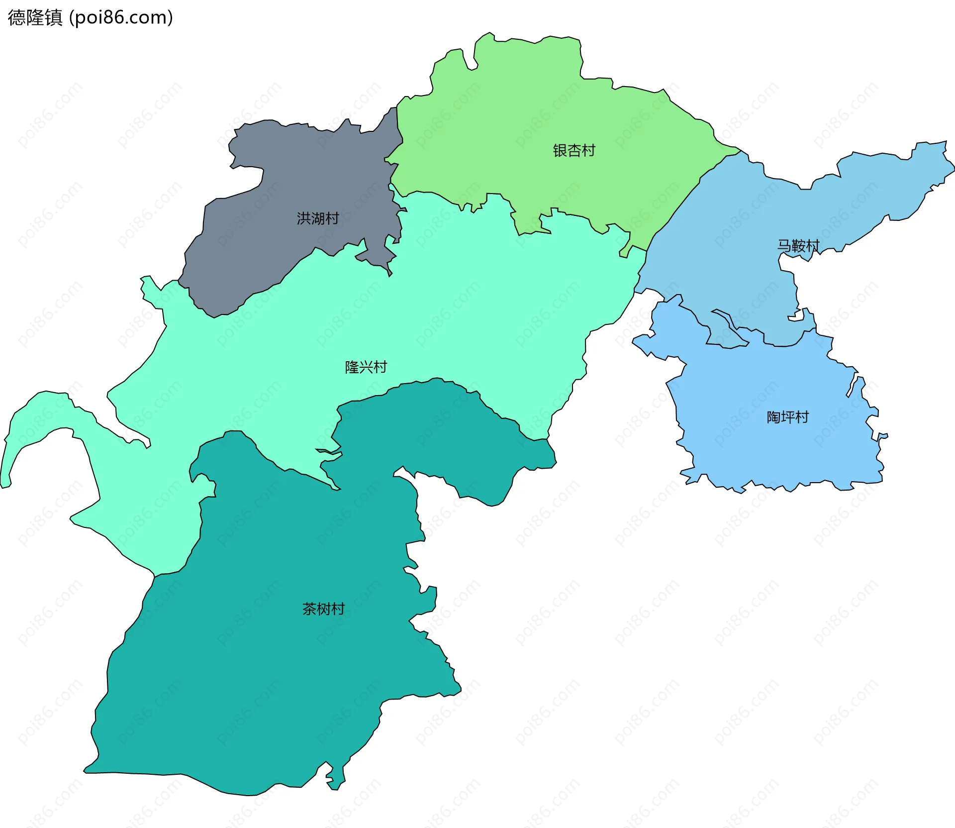 德隆镇边界地图(五级行政区划)