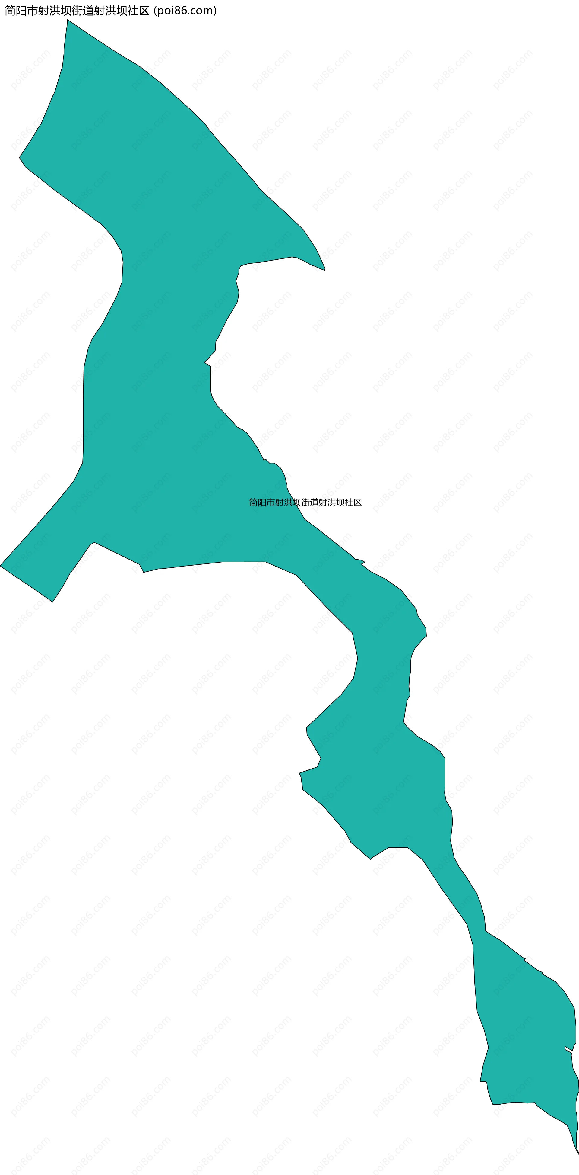 简阳市射洪坝街道射洪坝社区边界地图