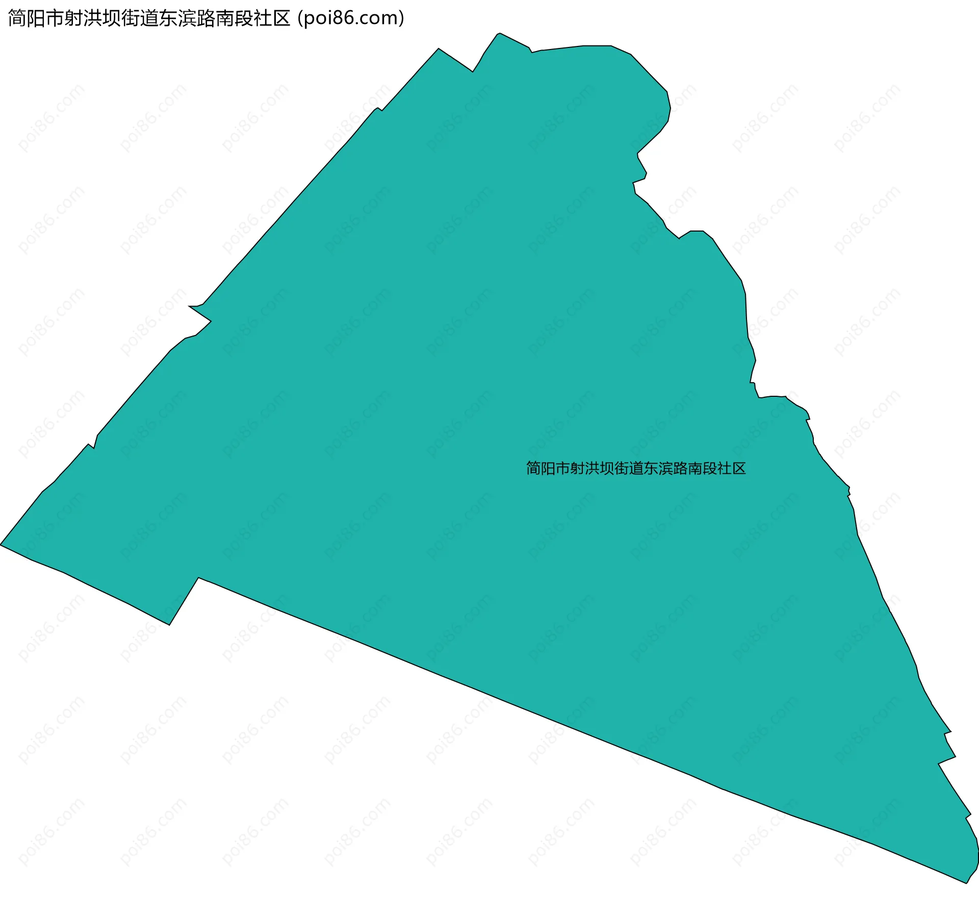 简阳市射洪坝街道东滨路南段社区边界地图