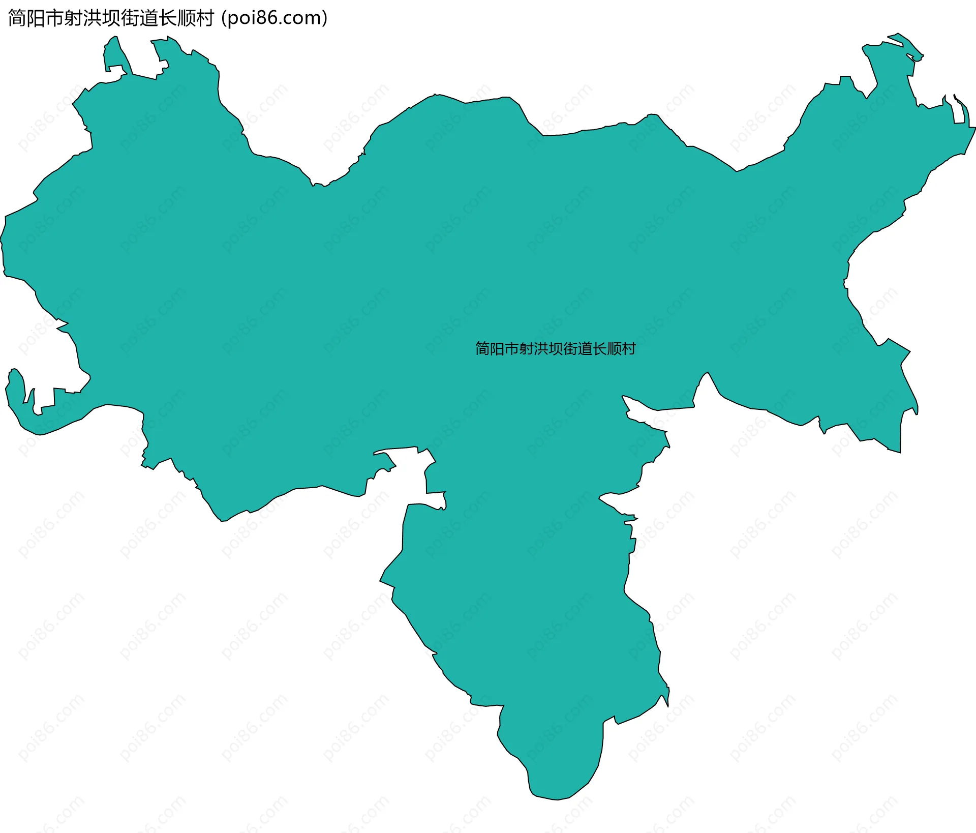 简阳市射洪坝街道长顺村边界地图