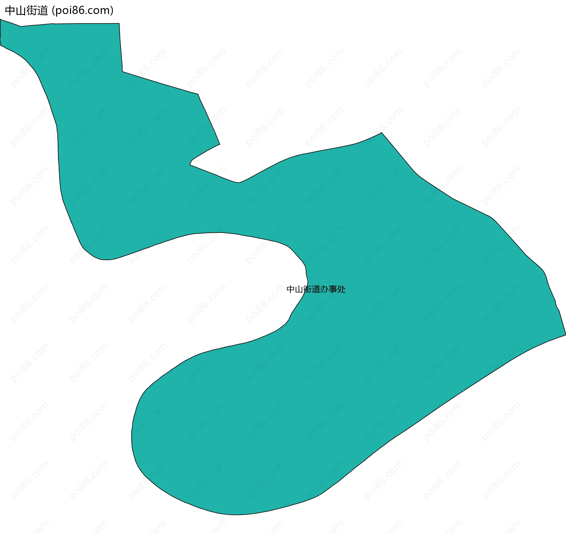 中山街道边界地图(五级行政区划)