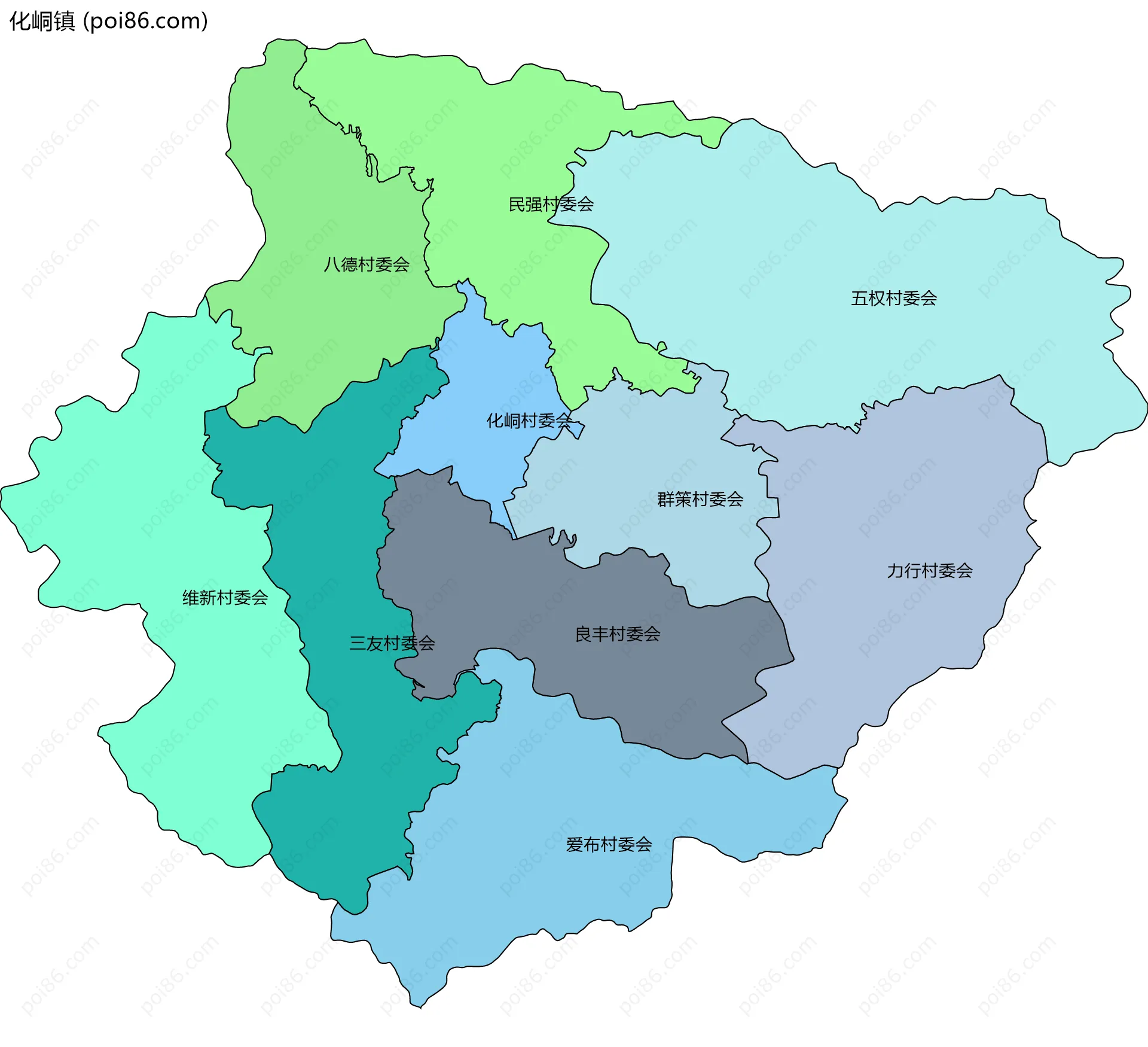 化峒镇边界地图(五级行政区划)