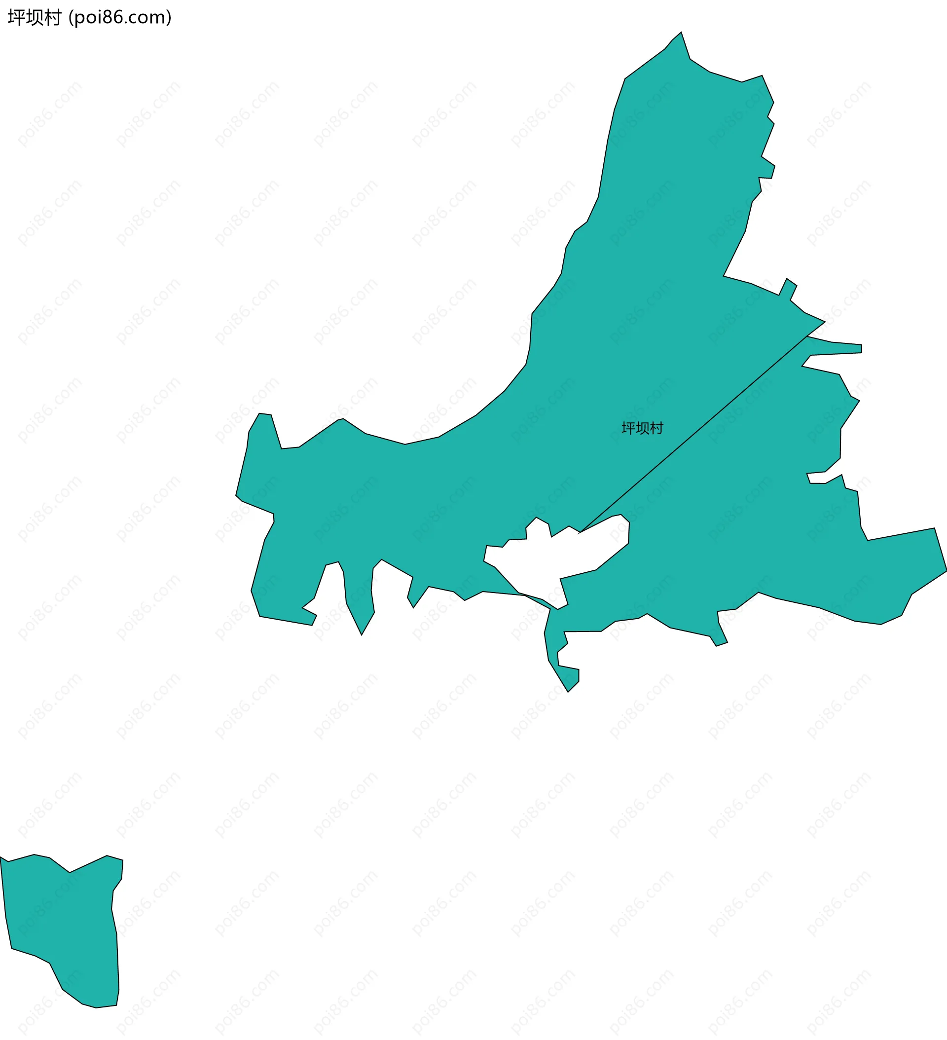 坪坝村边界地图