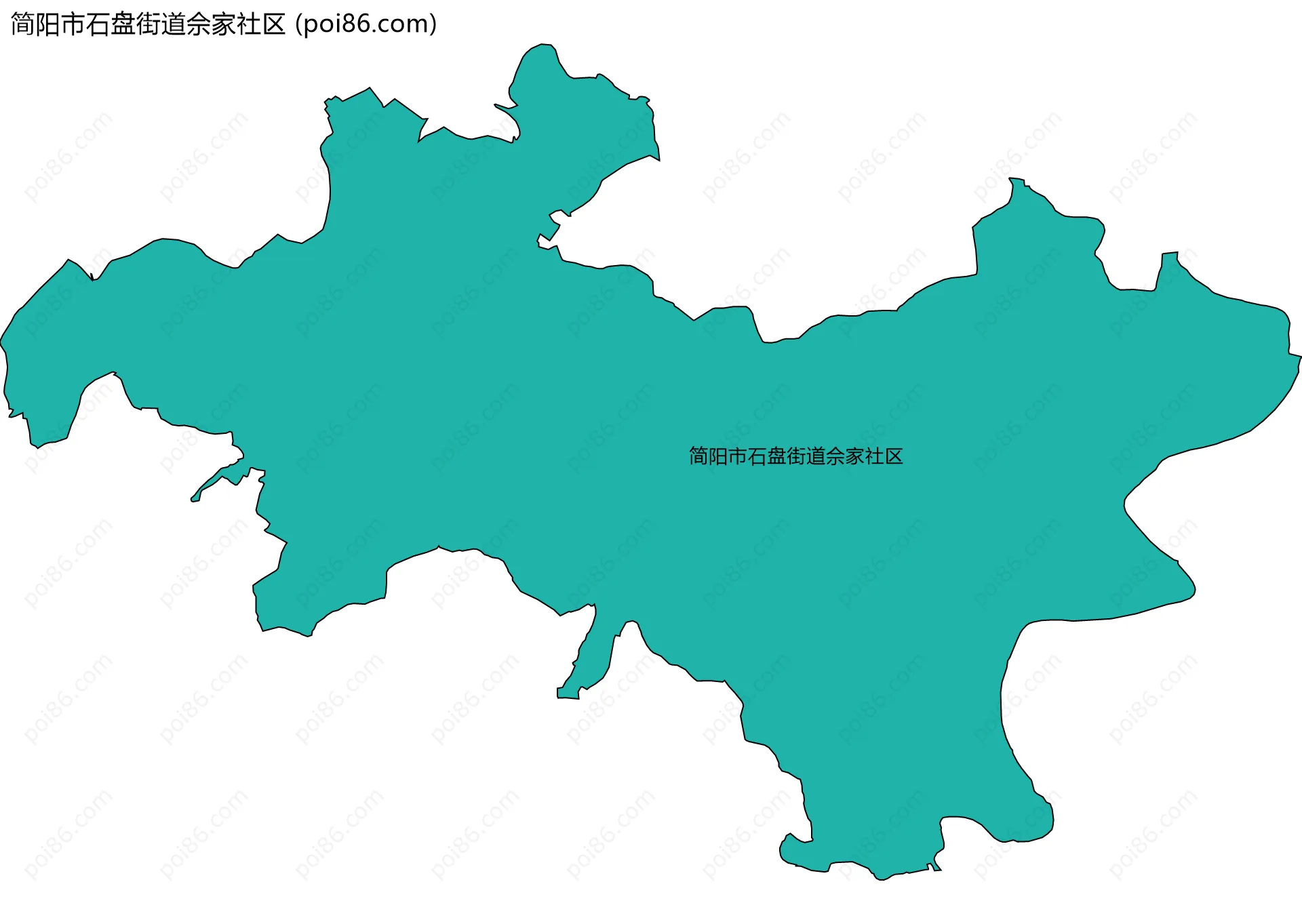 简阳市石盘街道佘家社区边界地图