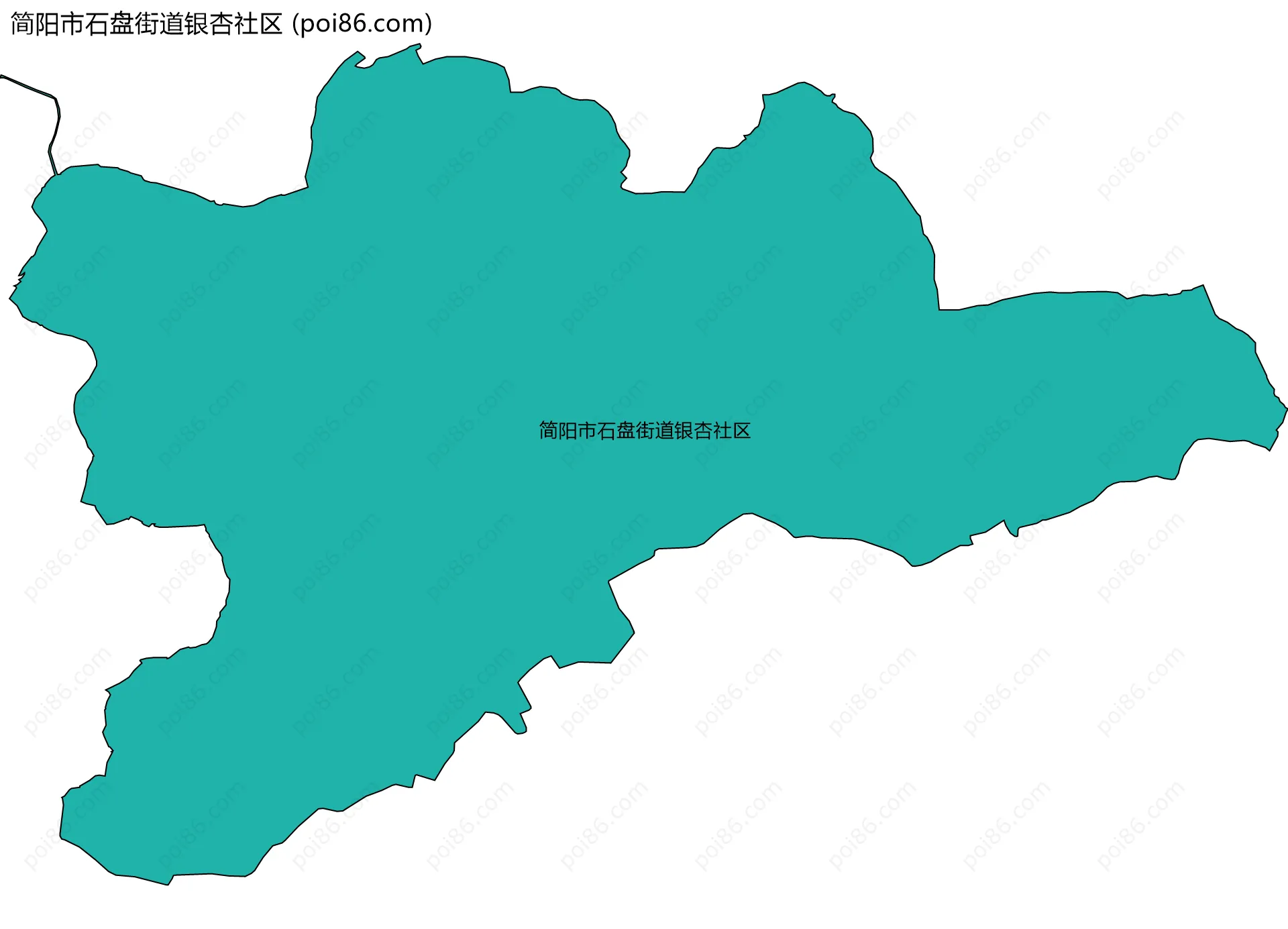 简阳市石盘街道银杏社区边界地图