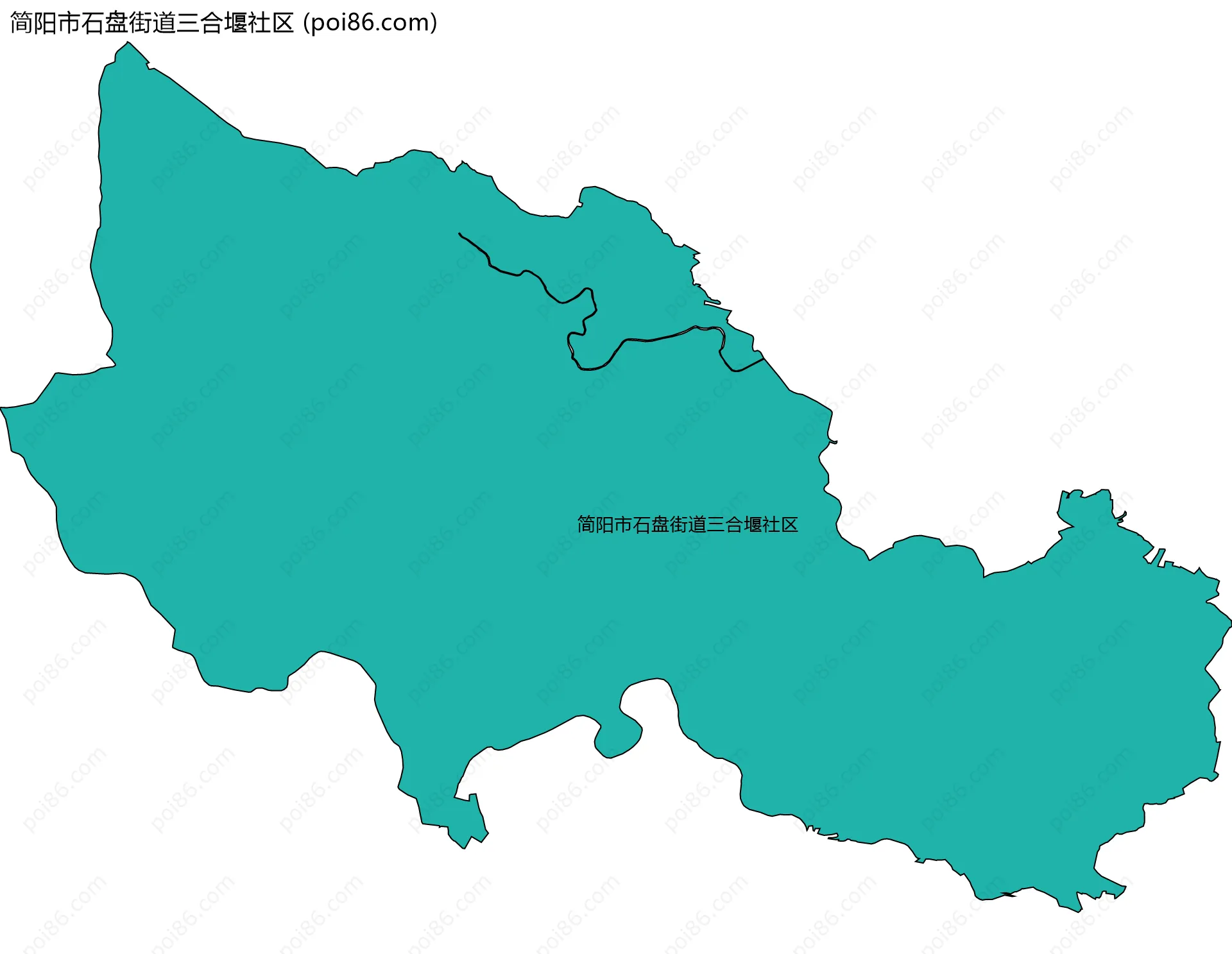 简阳市石盘街道三合堰社区边界地图