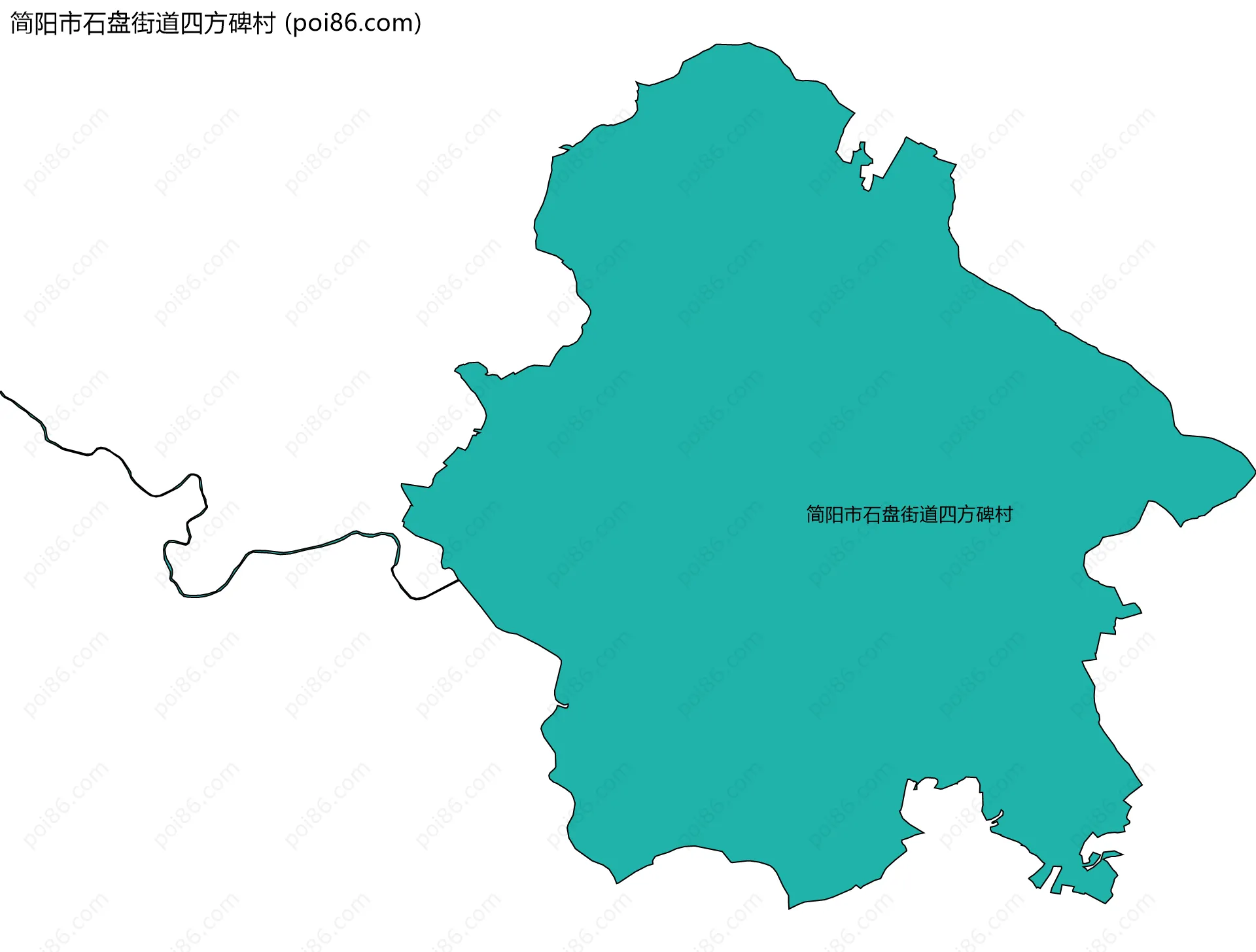 简阳市石盘街道四方碑村边界地图