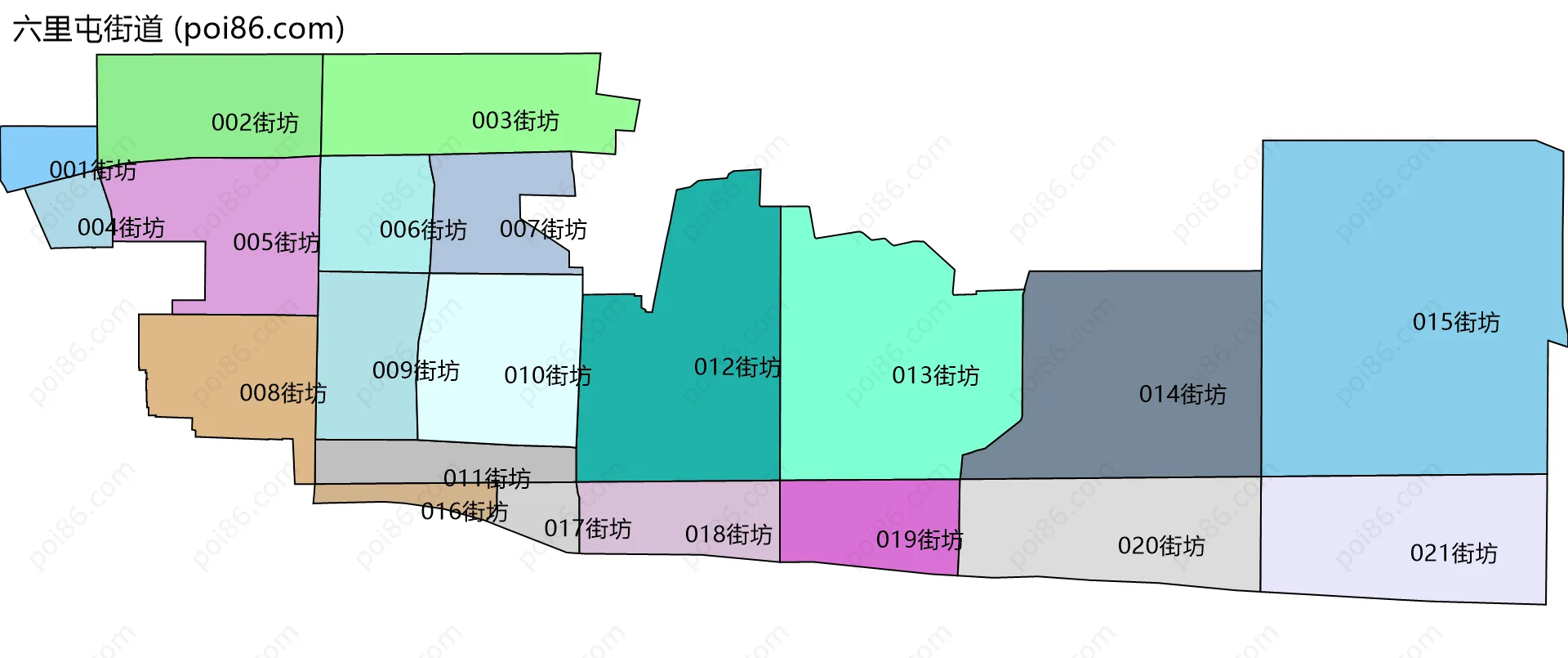 六里屯街道边界地图(五级行政区划)