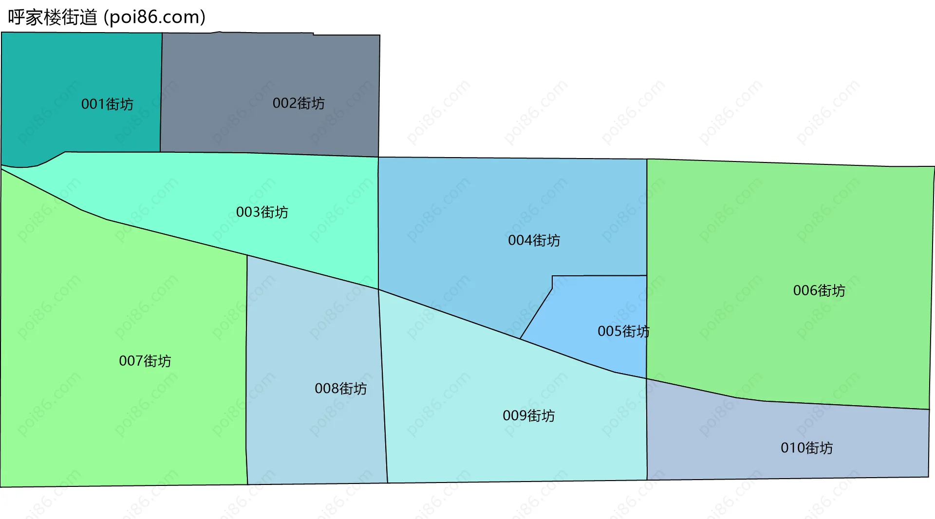 呼家楼街道边界地图(五级行政区划)