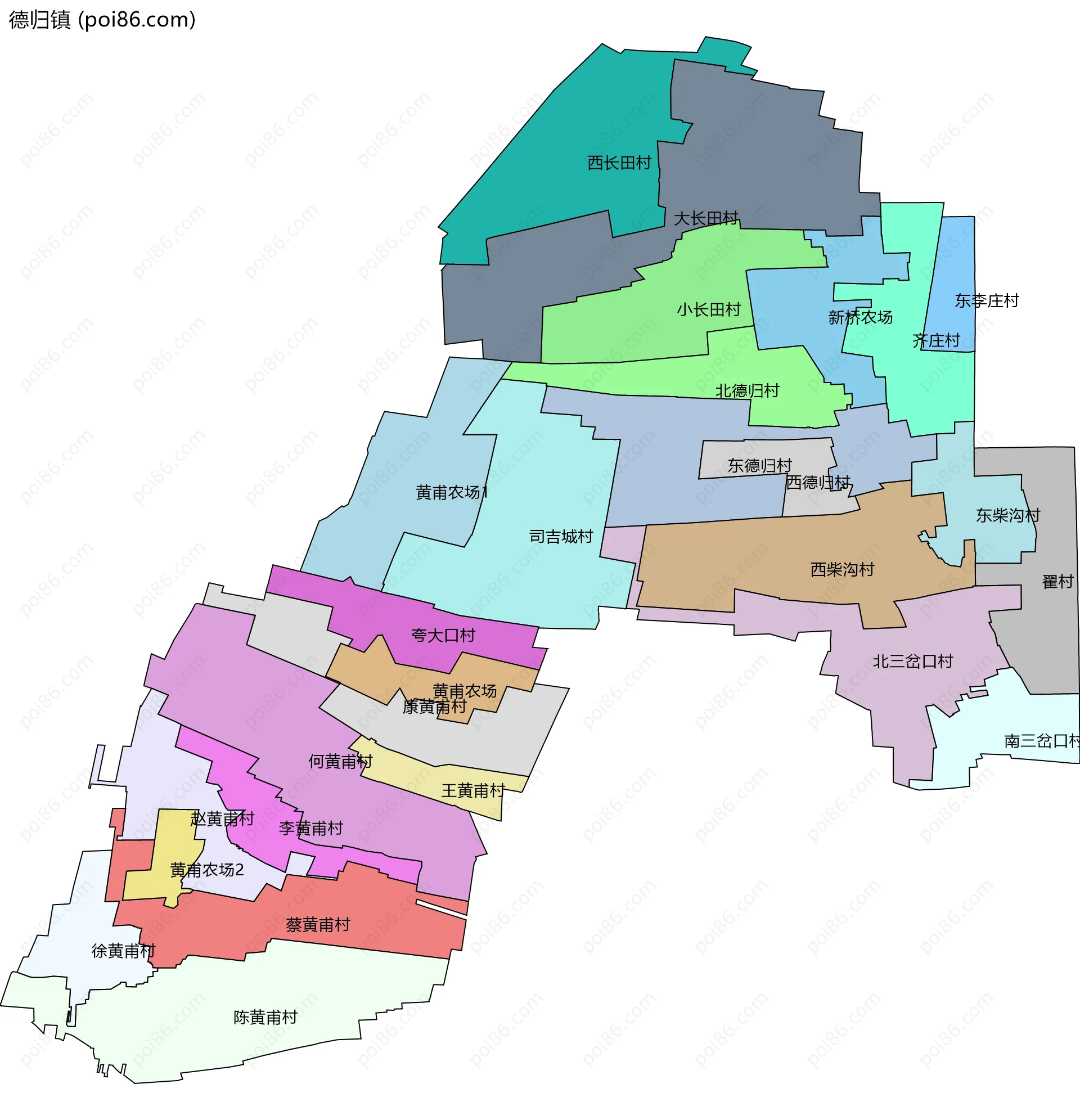 德归镇边界地图(五级行政区划)