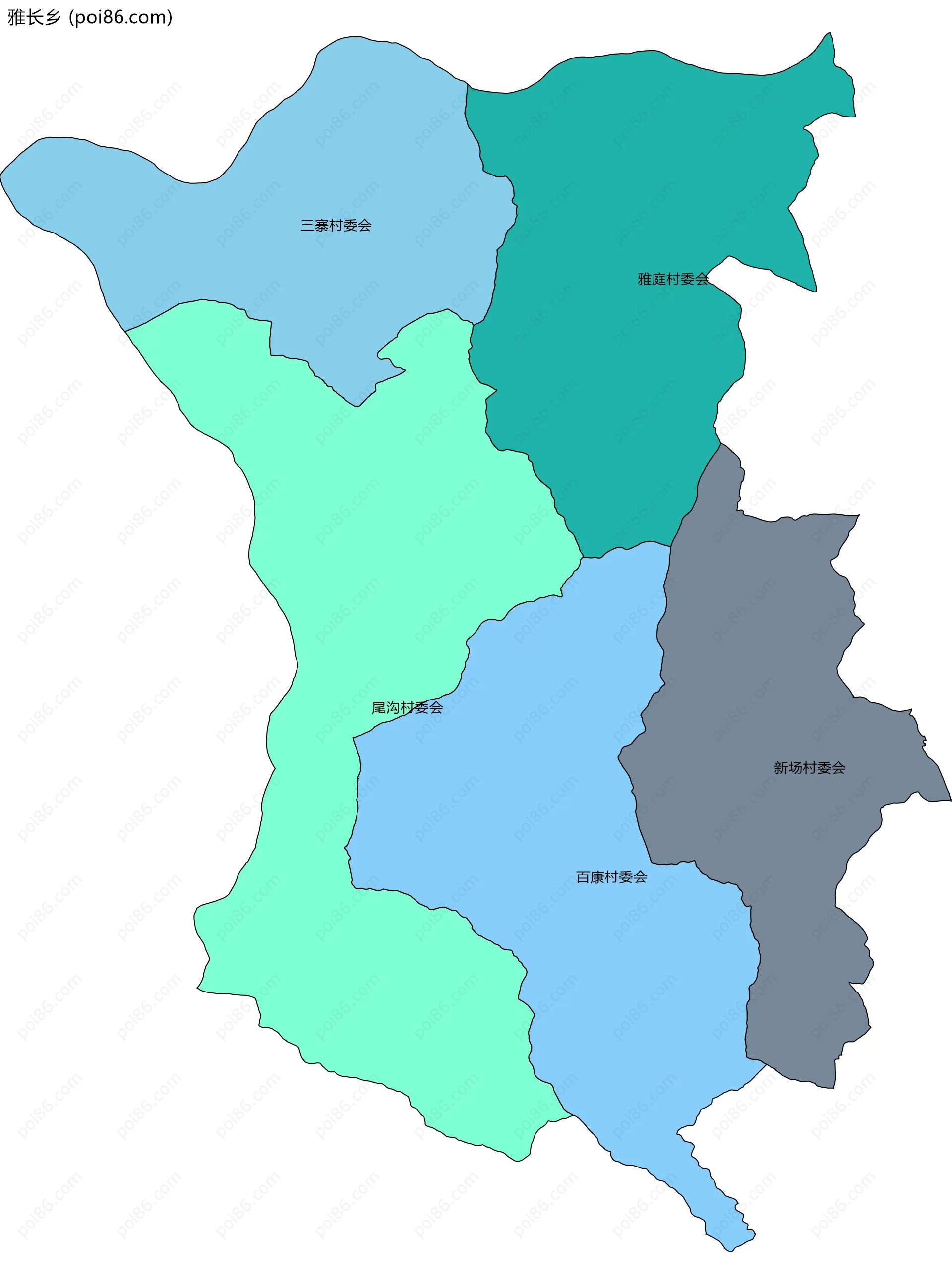 雅长乡边界地图(五级行政区划)